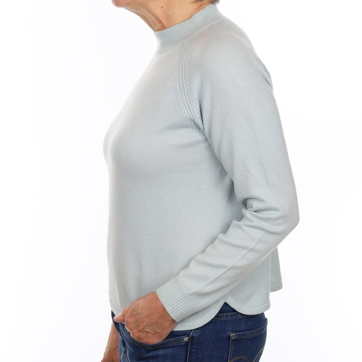 Opal Blue Cashmere Turtle Neck Jumper Medium