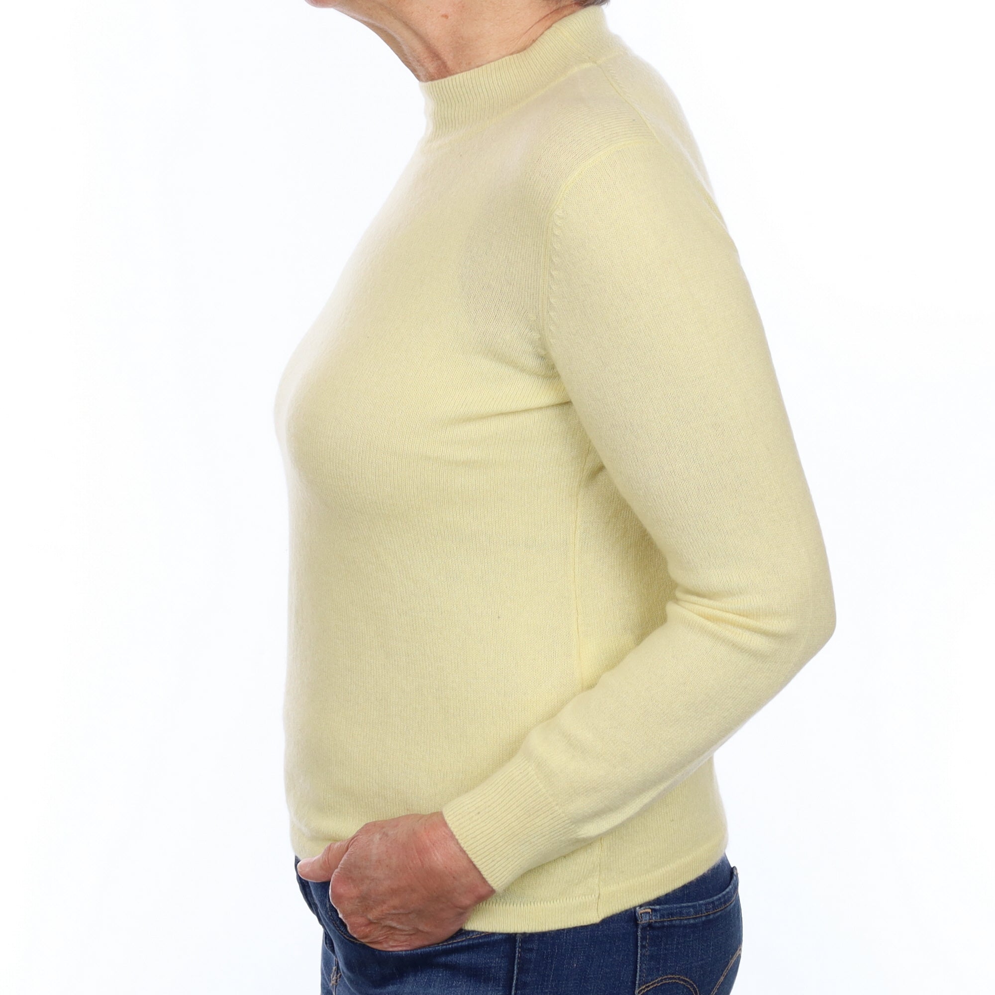 Primrose Yellow Cashmere Turtle Neck Jumper Medium