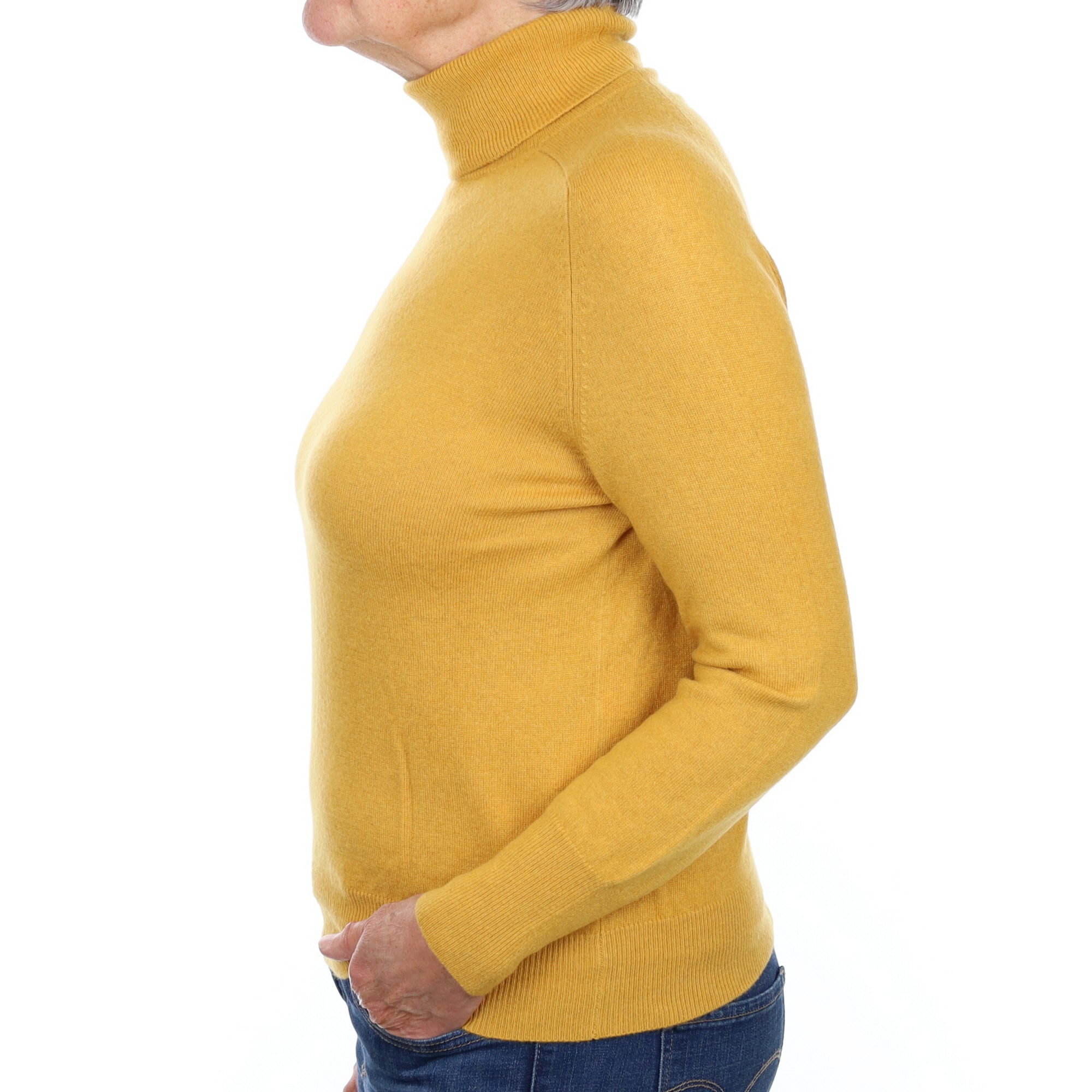 Marmalade Yellow Cashmere Polo Neck Jumper Medium