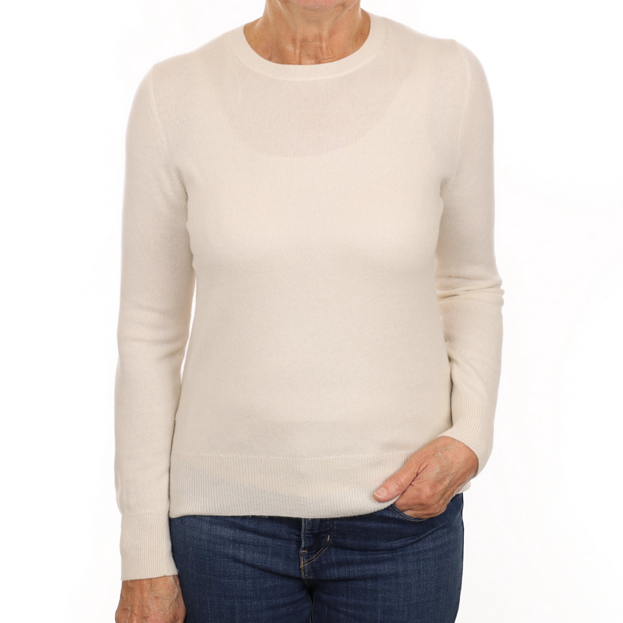 Cream Cashmere Crew Neck Jumper Medium