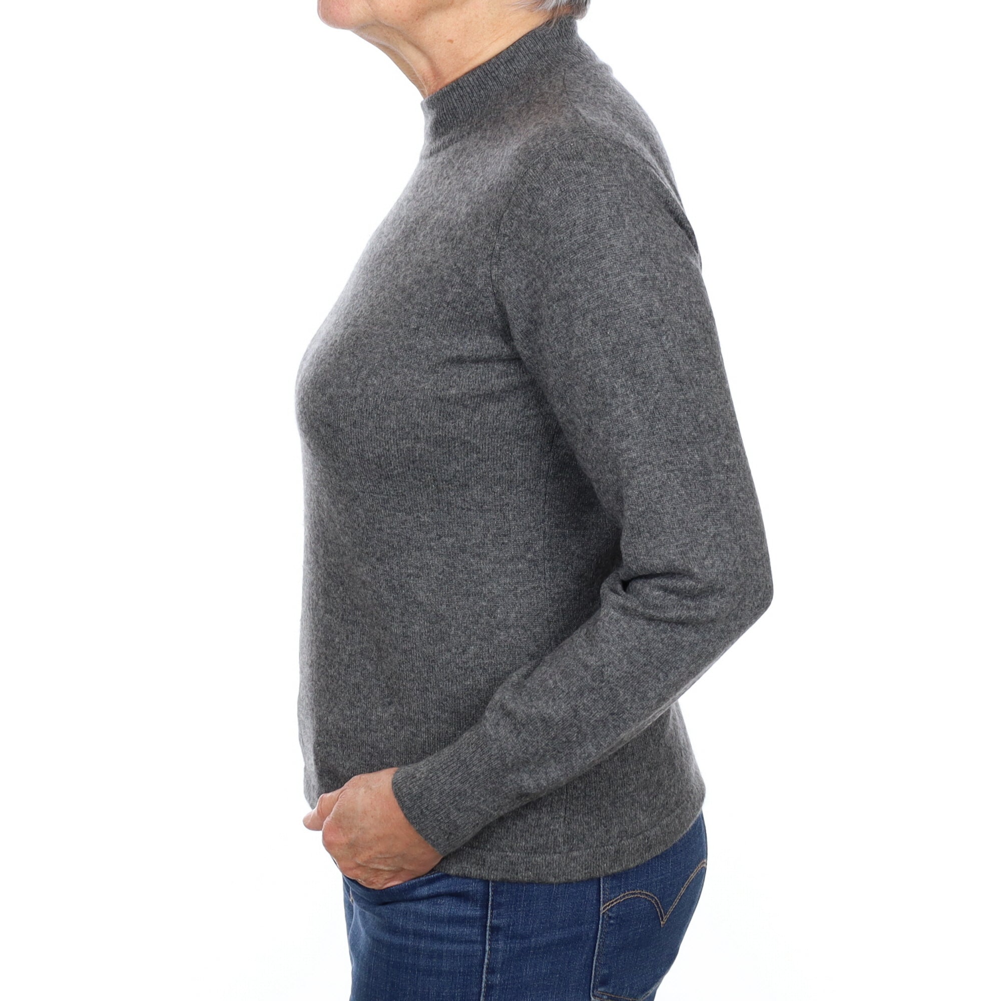 Slate Grey Cashmere Turtle Neck Jumper Medium