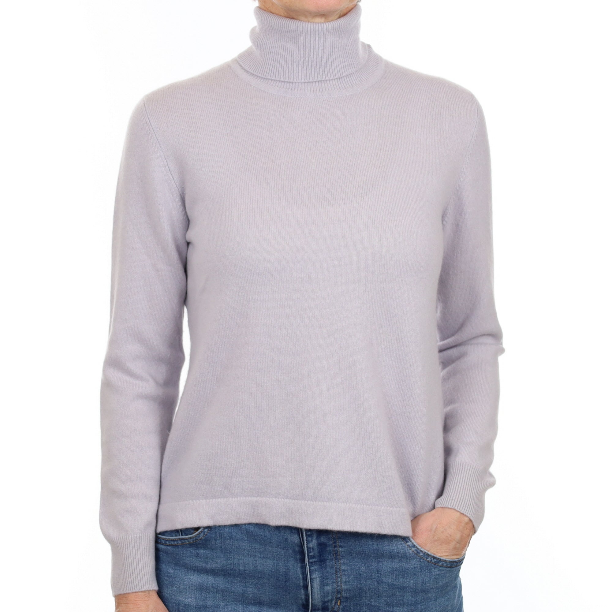 Dove Grey Cashmere Polo Neck Jumper Small