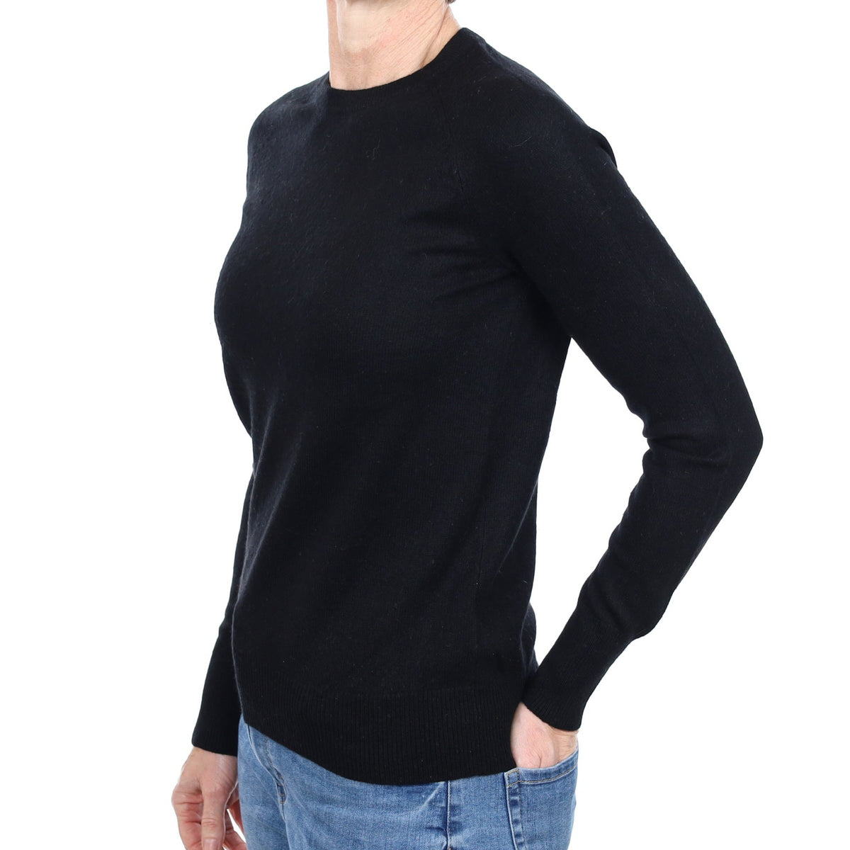 Black Cashmere Crew Neck Jumper Small