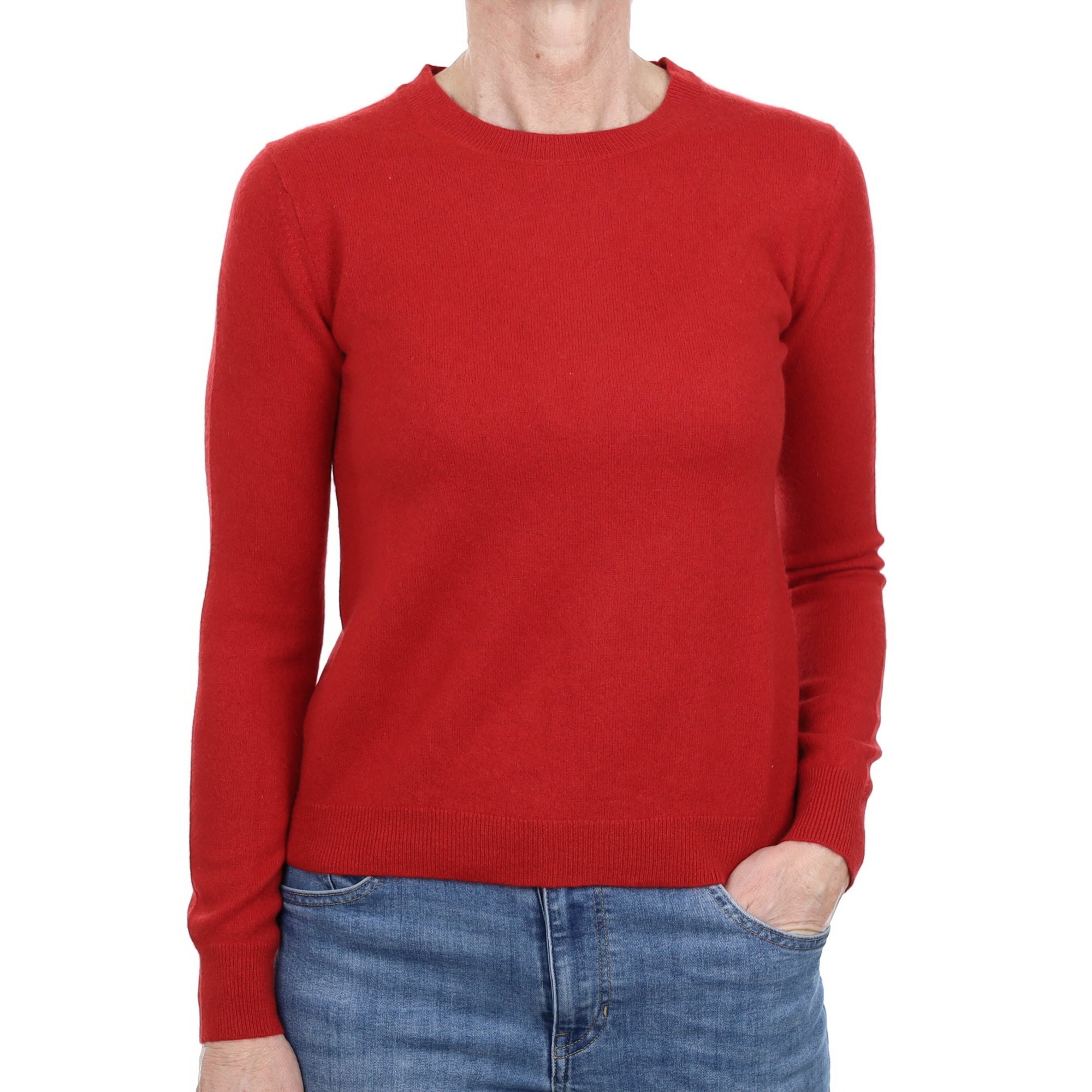 Post Box Red Cashmere Crew Neck Jumper Small