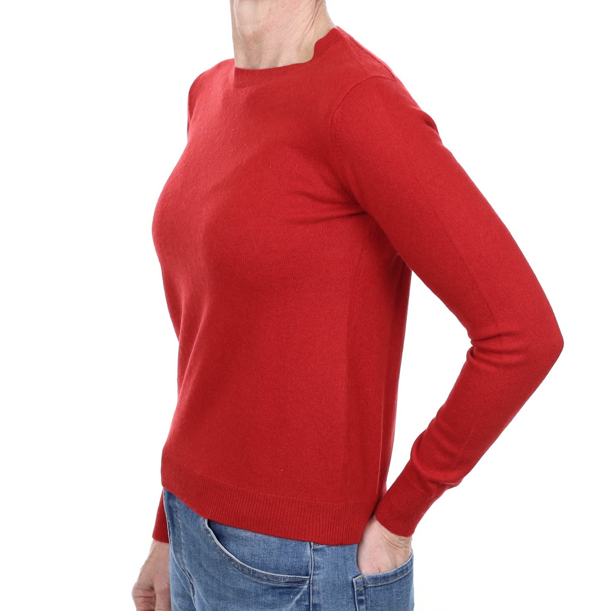Post Box Red Cashmere Crew Neck Jumper Small