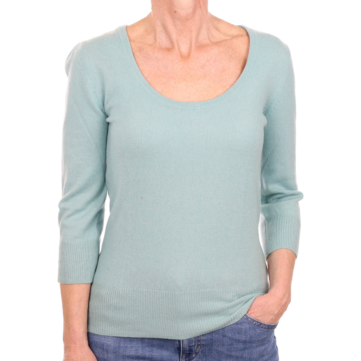 Deep Mint Cashmere Scoop Neck Jumper Small