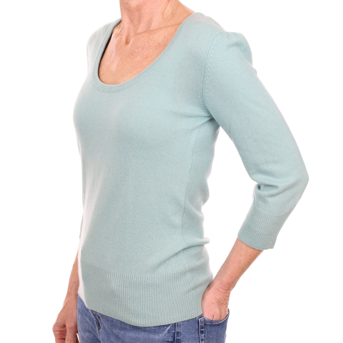 Deep Mint Cashmere Scoop Neck Jumper Small
