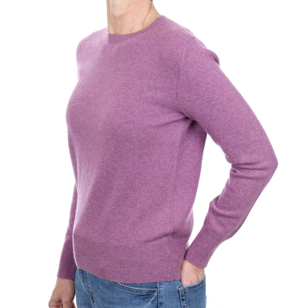 Heather Purple Cashmere Crew Neck Jumper Small