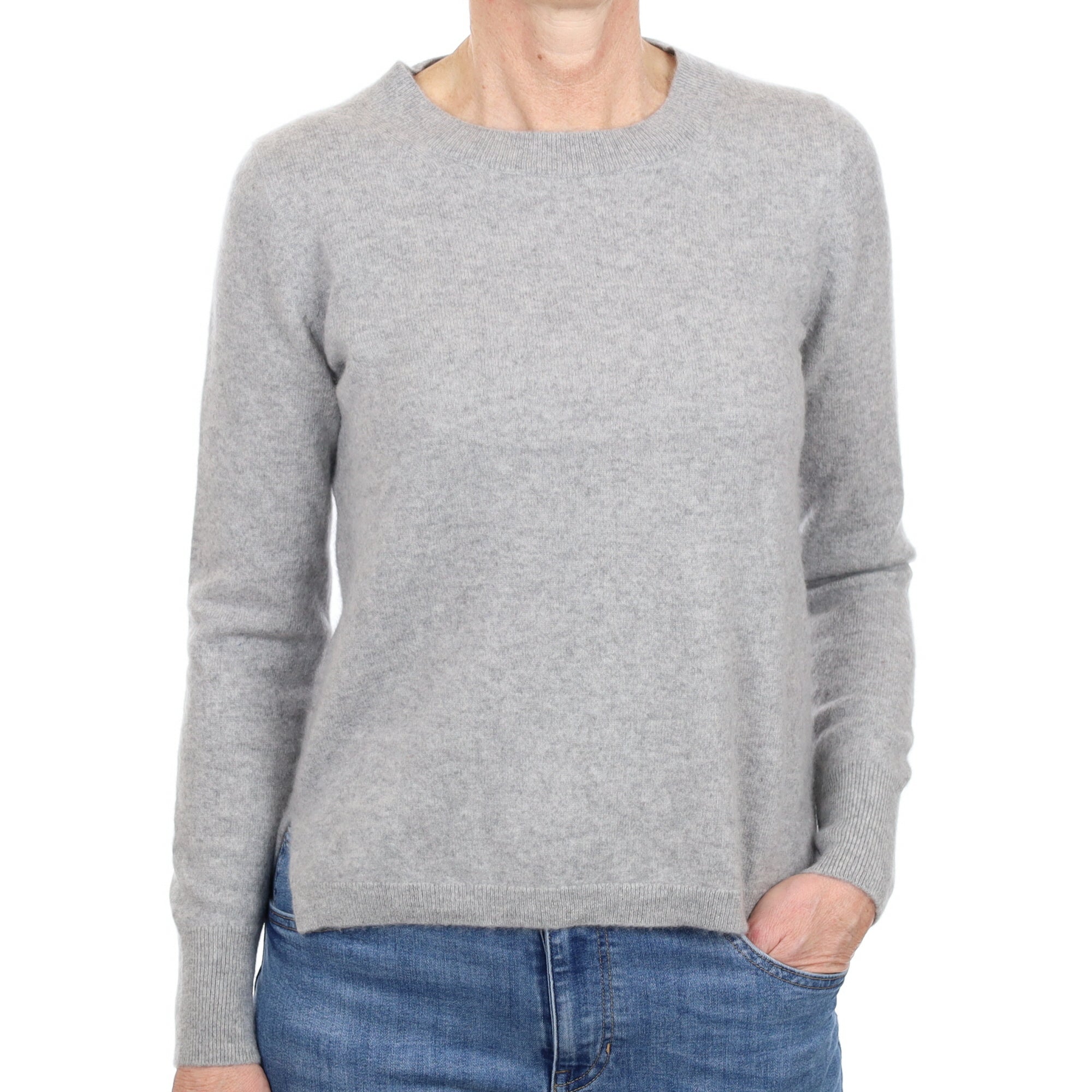 Smoke Grey Cashmere Crew Neck Jumper Small