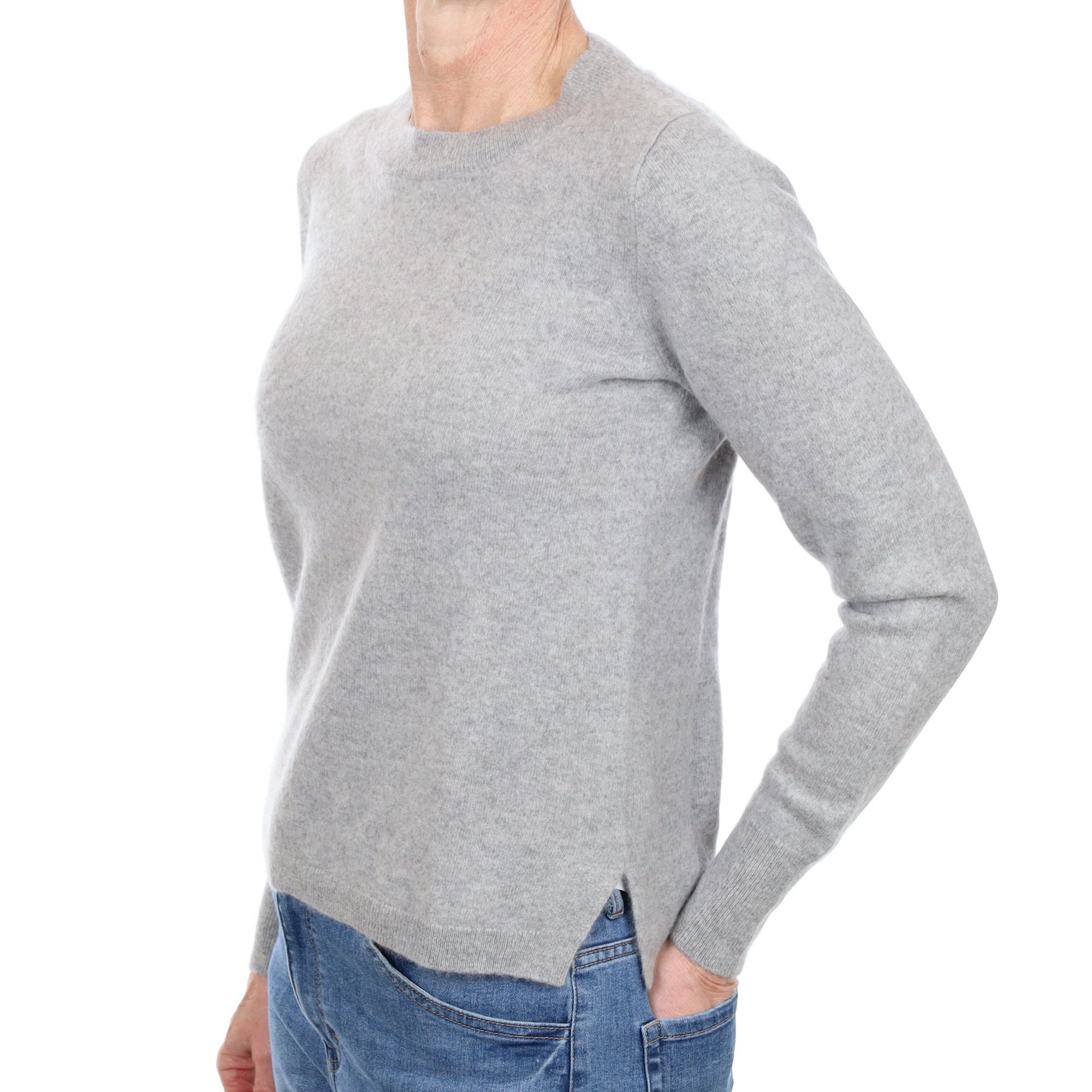 Smoke Grey Cashmere Crew Neck Jumper Small