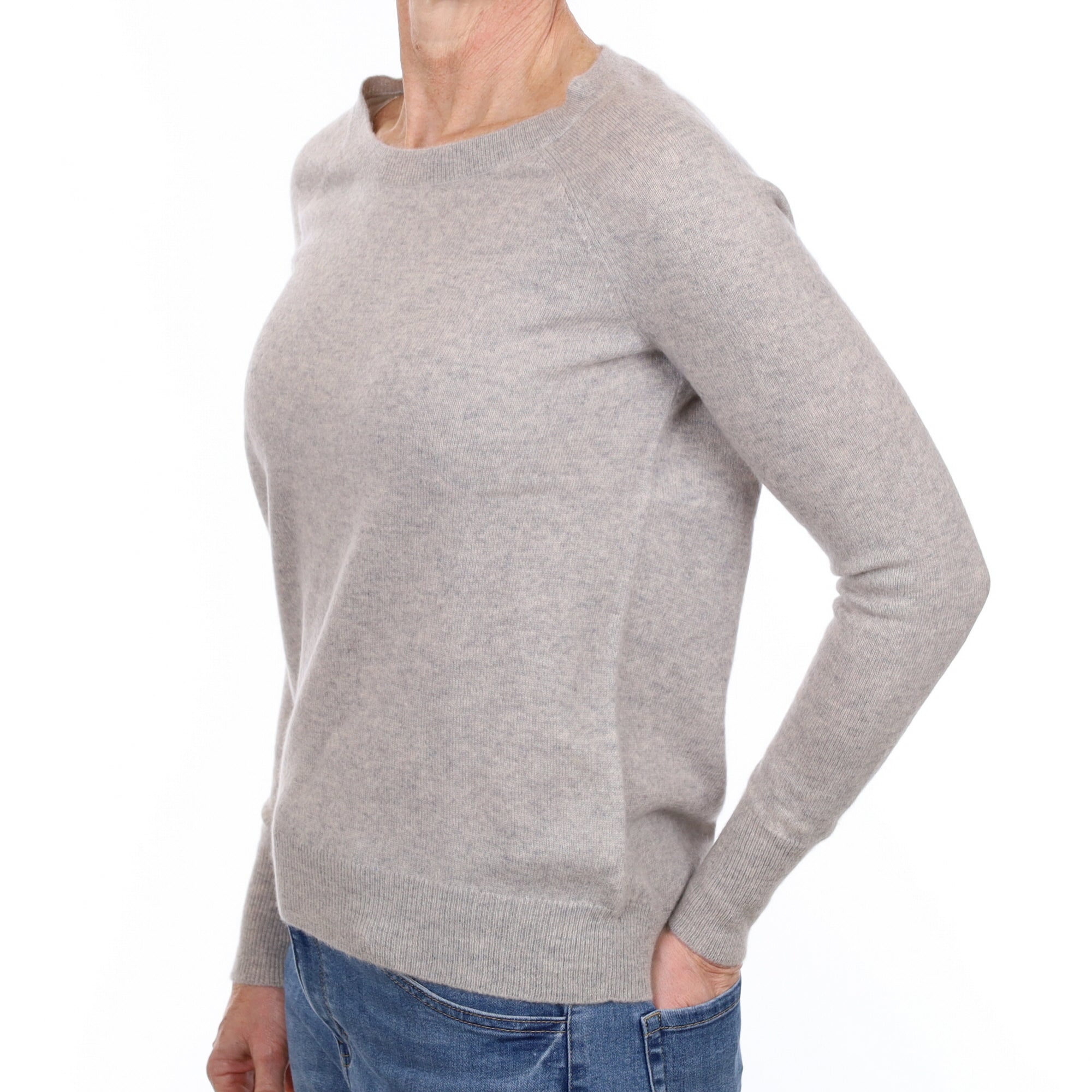 Smoke Grey Cashmere Crew Neck Jumper Small
