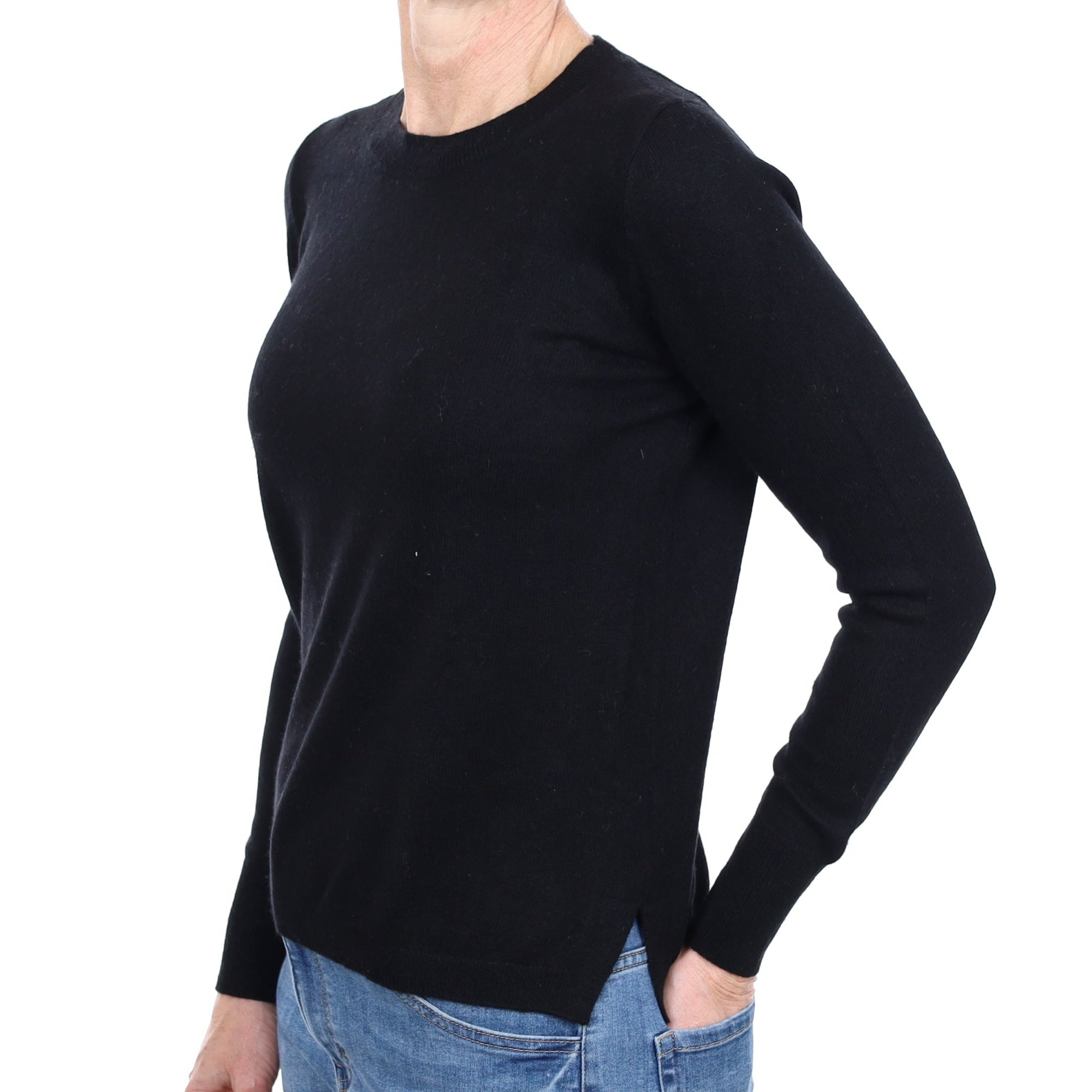 Black Cashmere Crew Neck Jumper Small