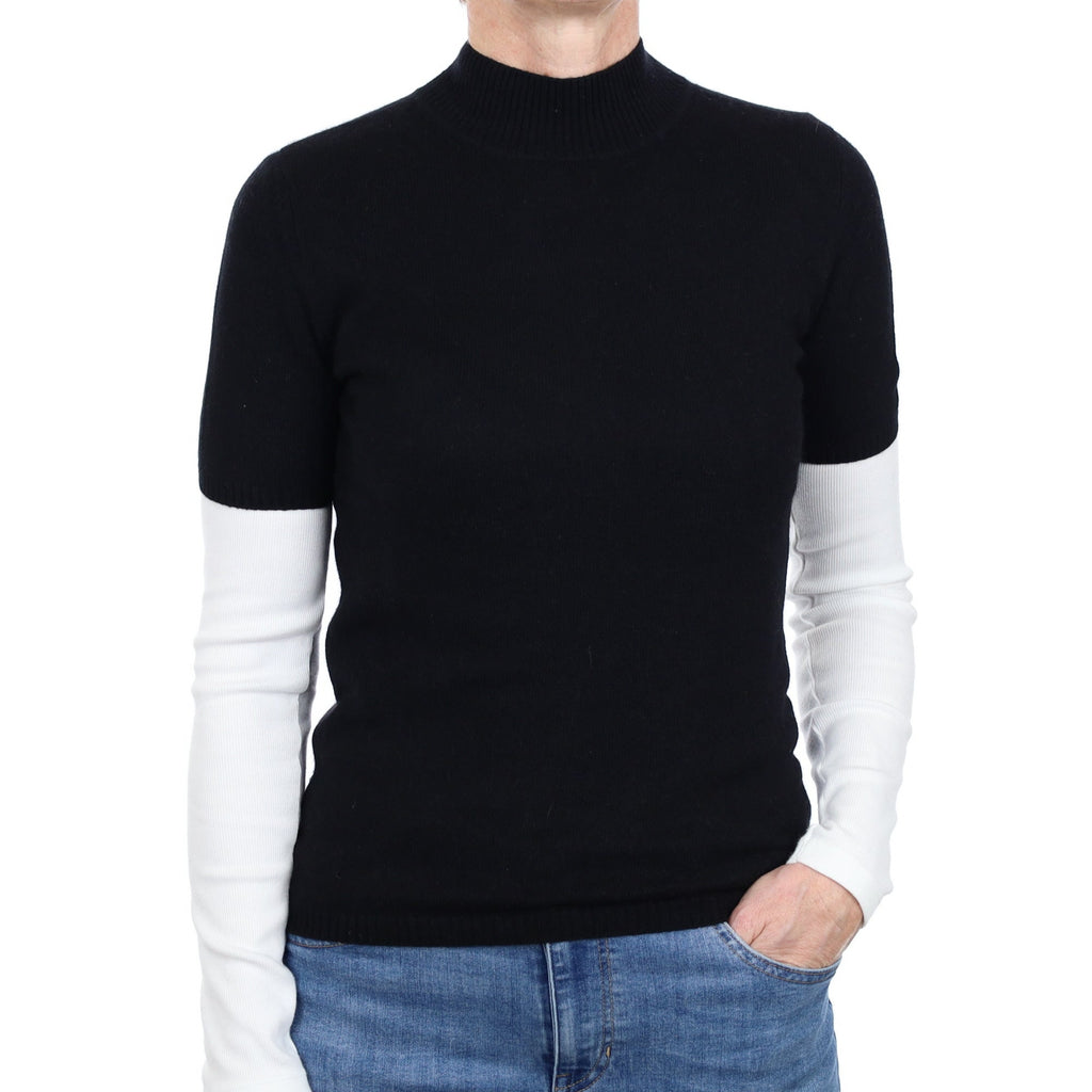 Black Cashmere Short Sleeve Turtle Neck Jumper Small
