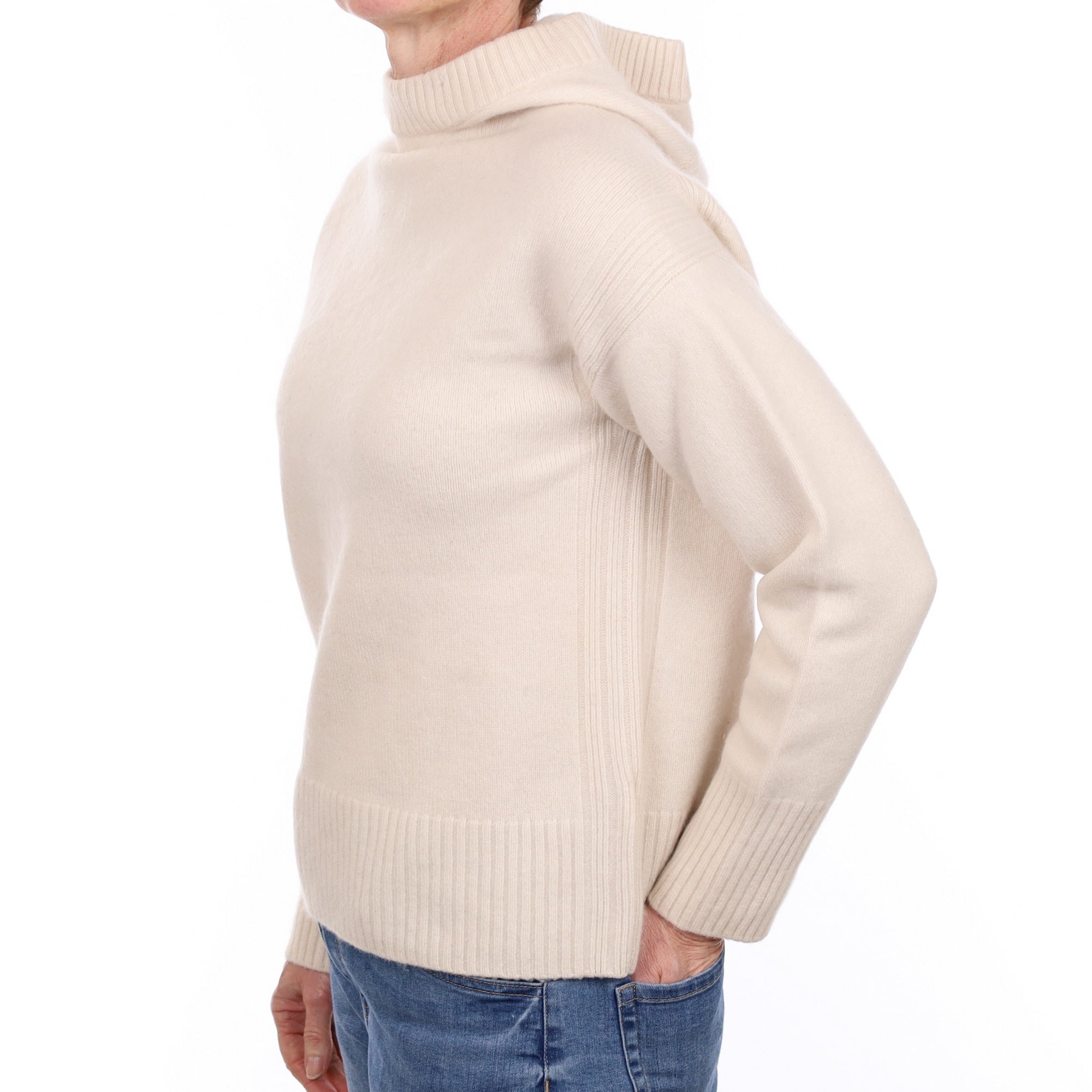 Cos Ivory Cashmere Hoodie Jumper Small
