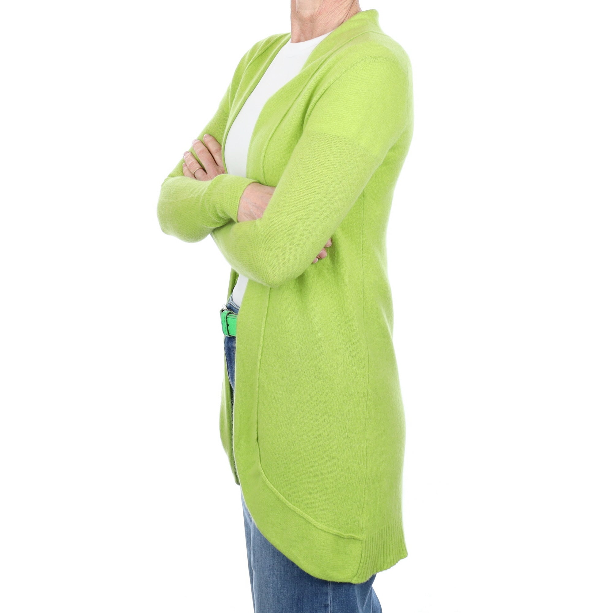 Bright Lime Cashmere Edge to Edge Cardigan Small