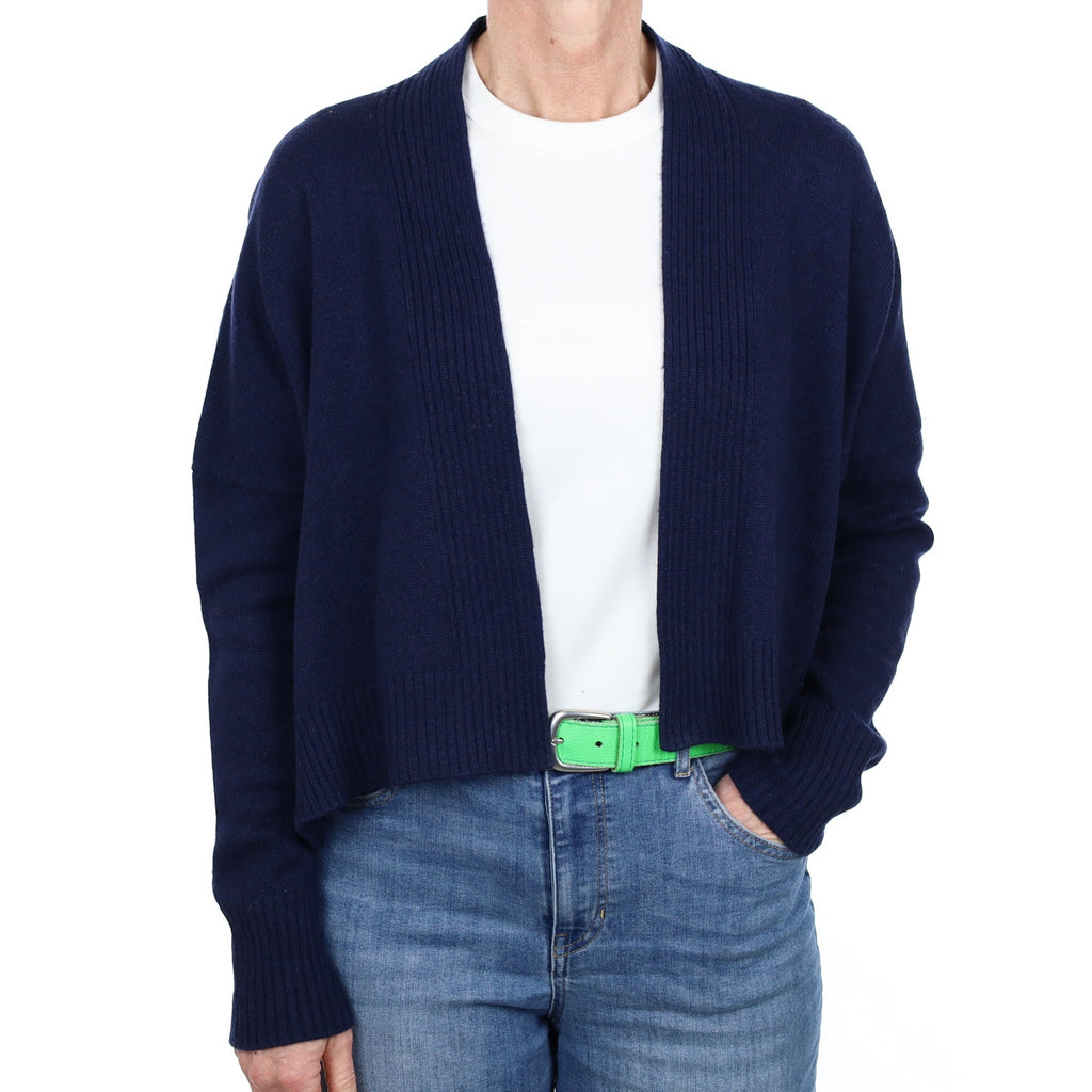 Jaeger Navy Cashmere Slouchy Edge to Edge Cardigan Small