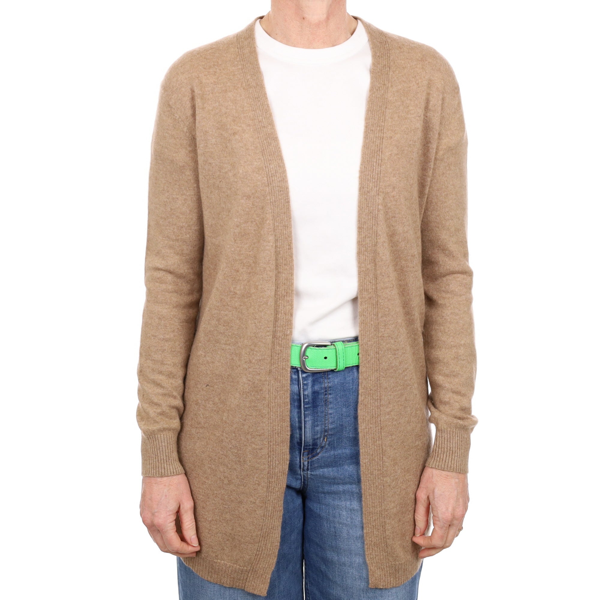 Fudge Brown Cashmere Edge to Edge Cardigan Small