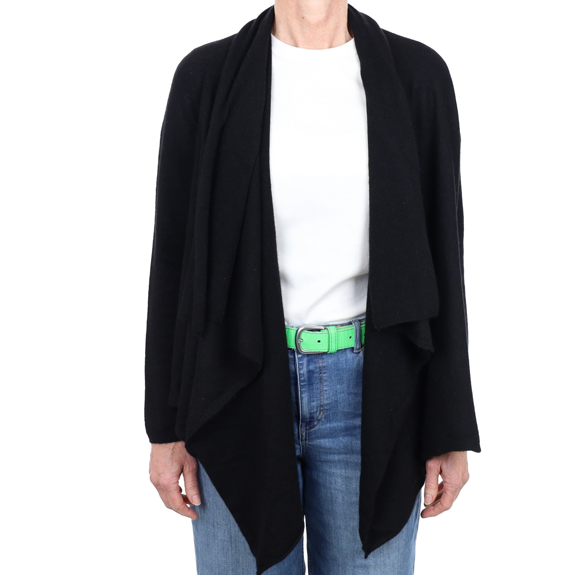 Black Cashmere Waterfall Cardigan Small