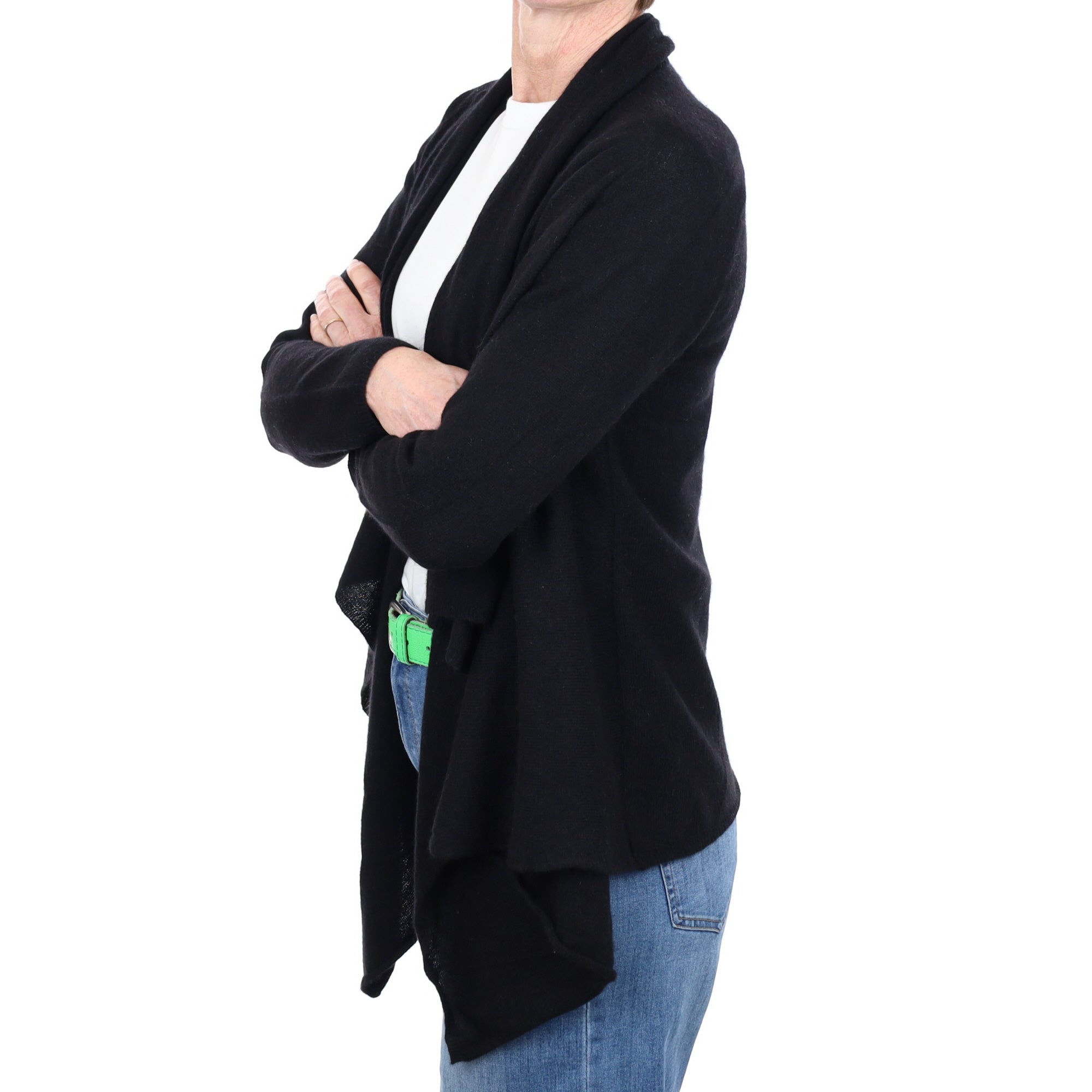 Black Cashmere Waterfall Cardigan Small