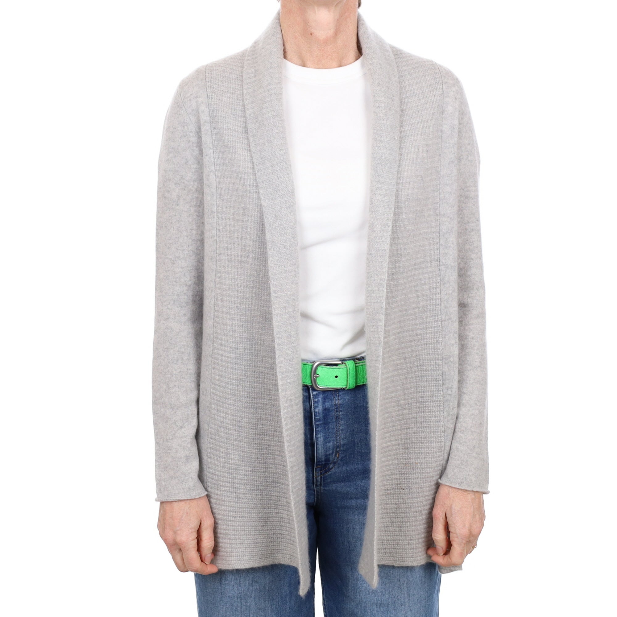 Mist Grey Cashmere Edge to Edge Cardigan Small