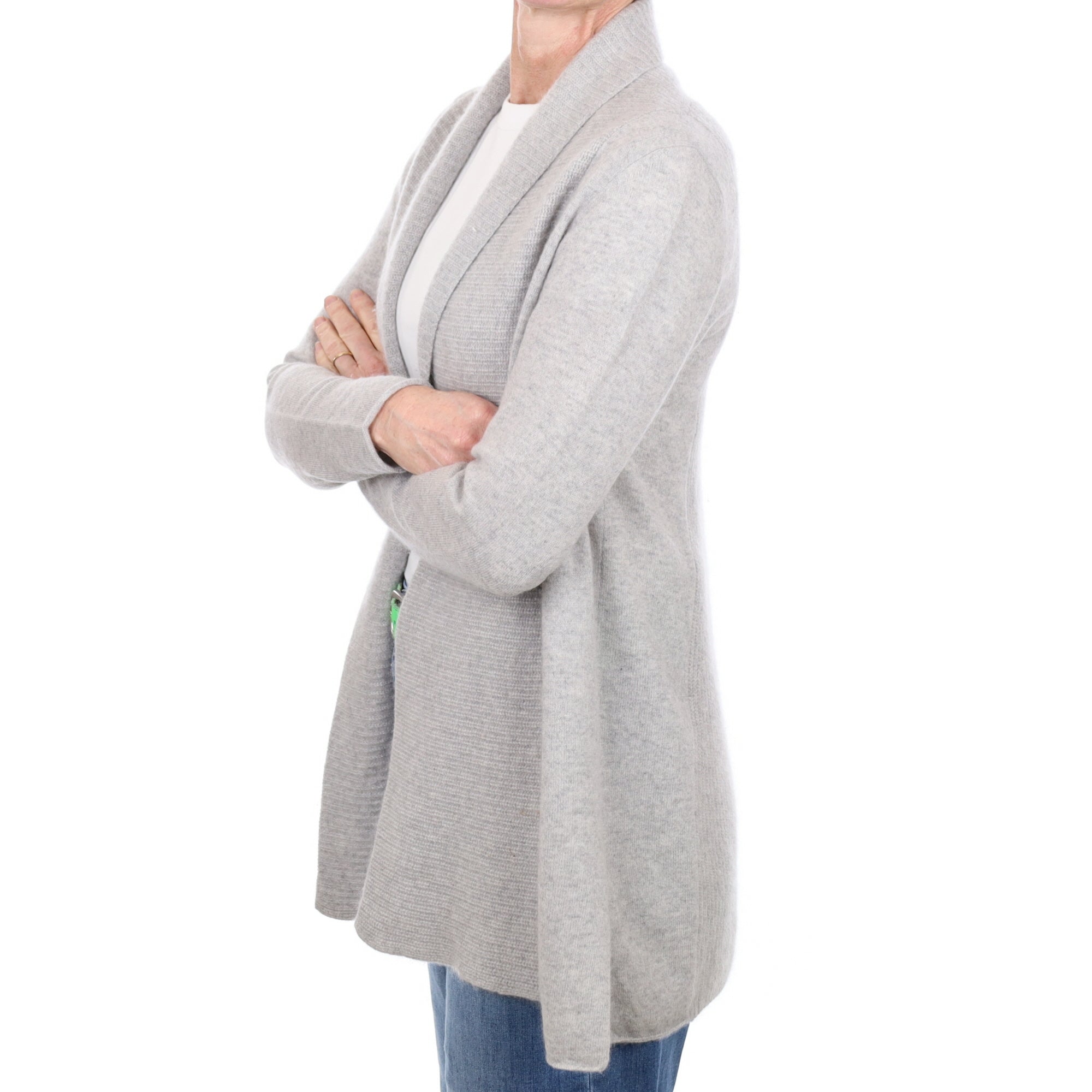 Mist Grey Cashmere Edge to Edge Cardigan Small