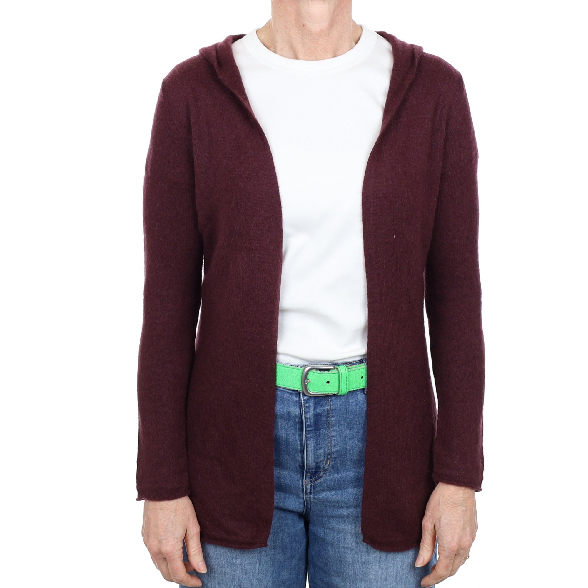 Deep Burgundy Cashmere Edge to Edge Cardigan Small