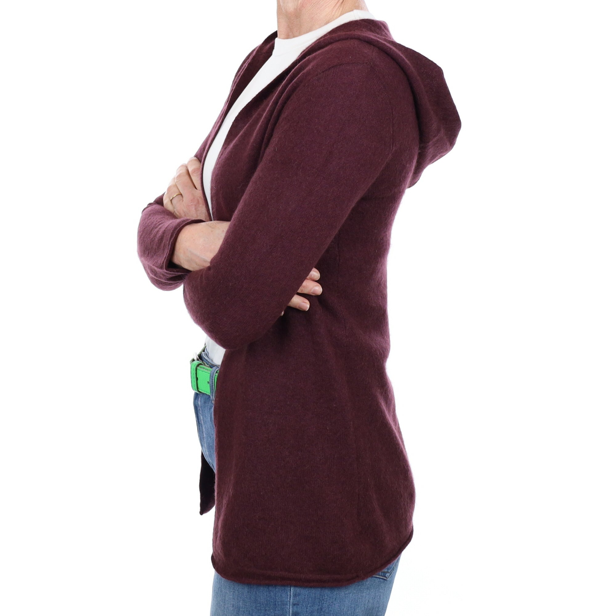 Deep Burgundy Cashmere Edge to Edge Cardigan Small