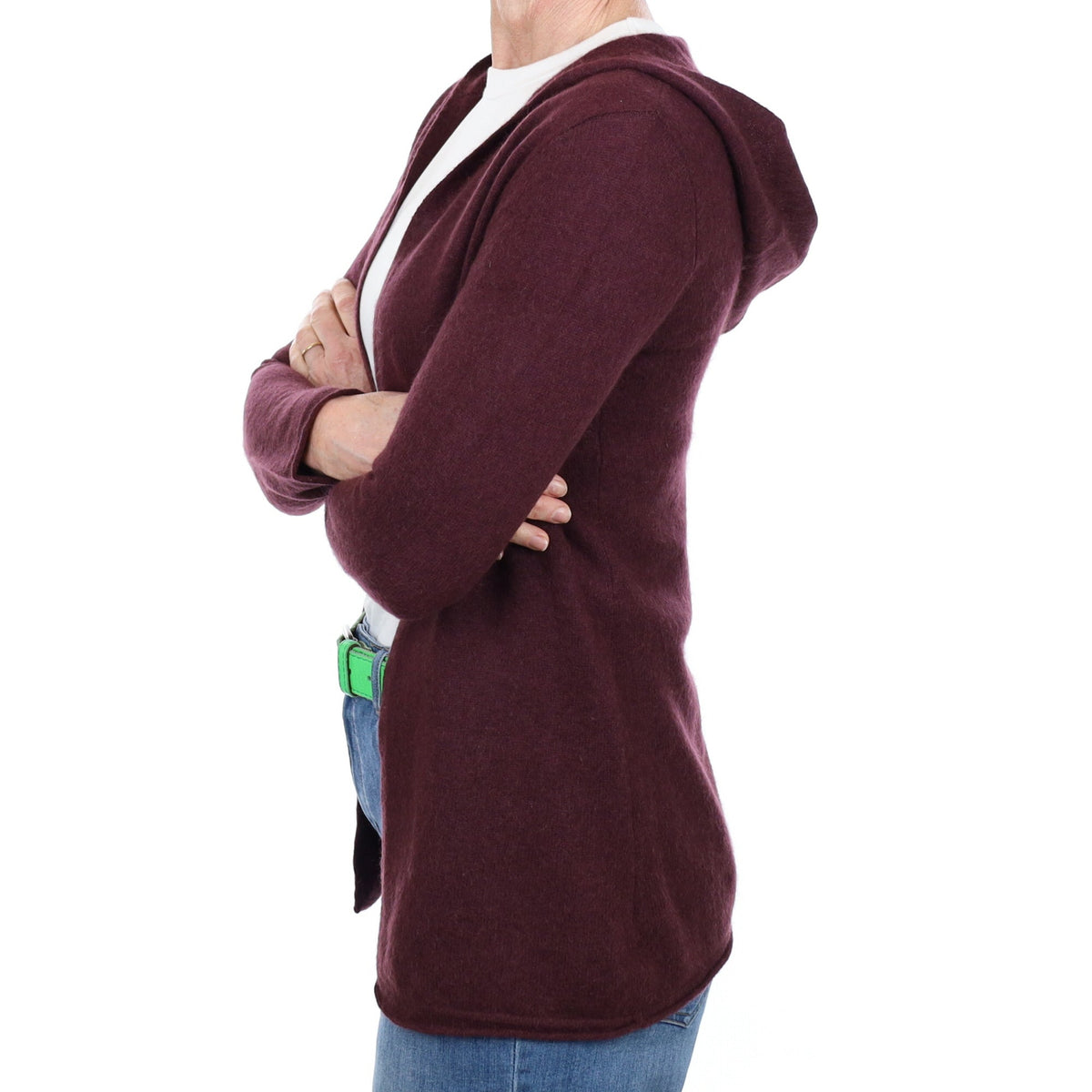 Deep Burgundy Cashmere Edge to Edge Cardigan Small