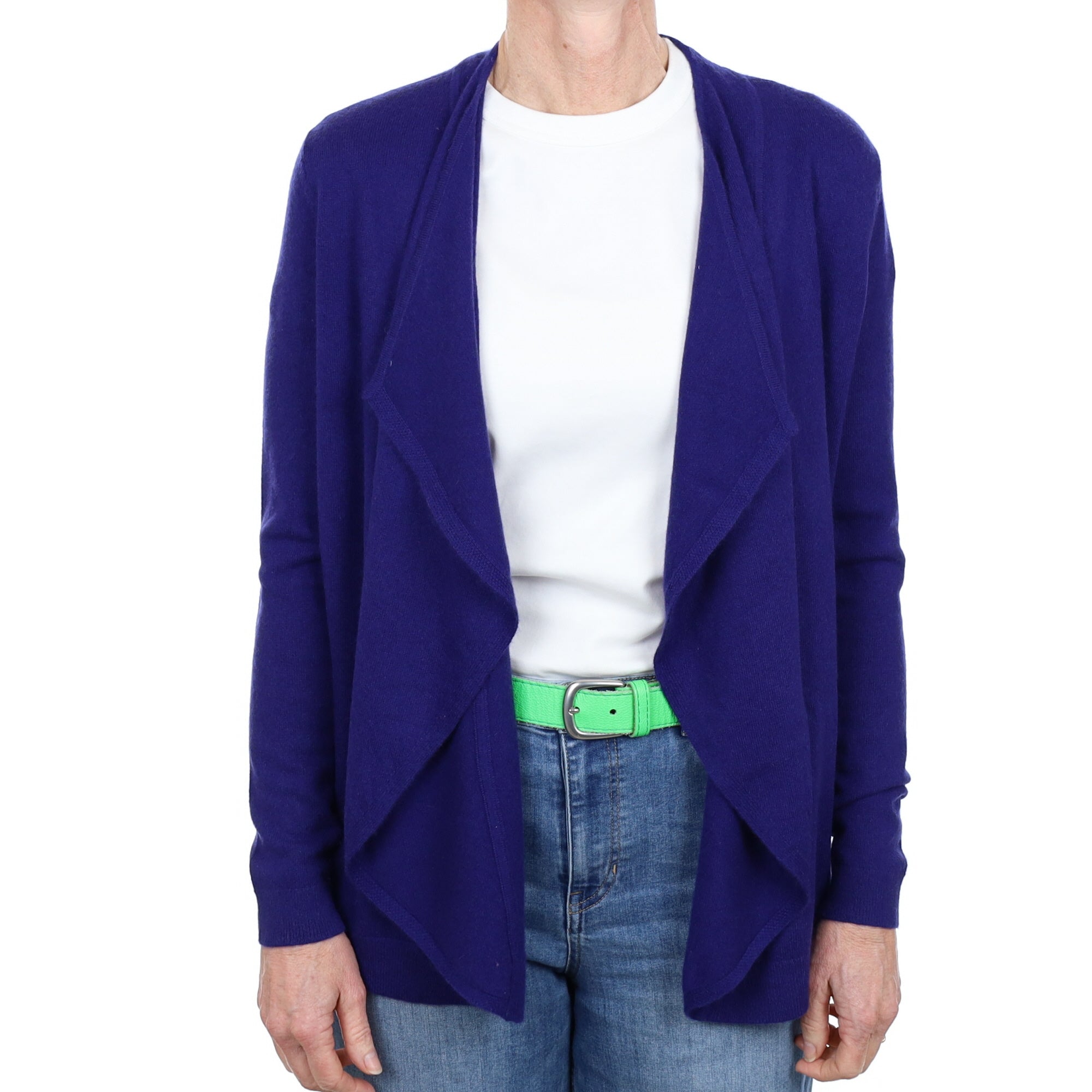 Indigo Blue Cashmere Waterfall Cardigan Small