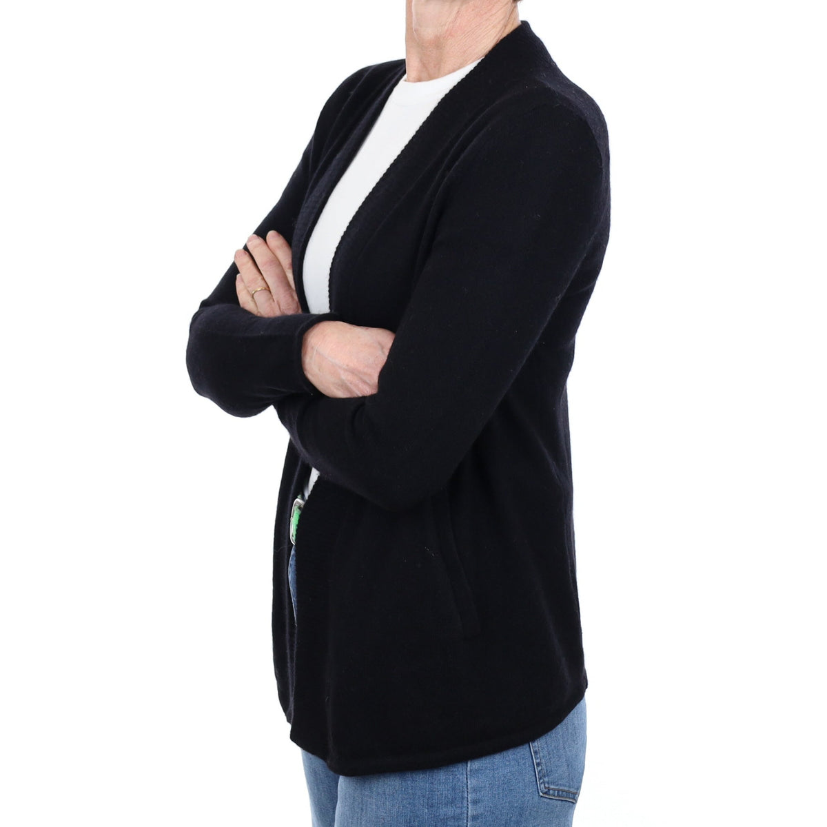 Black Cashmere Edge to Edge Cardigan Small