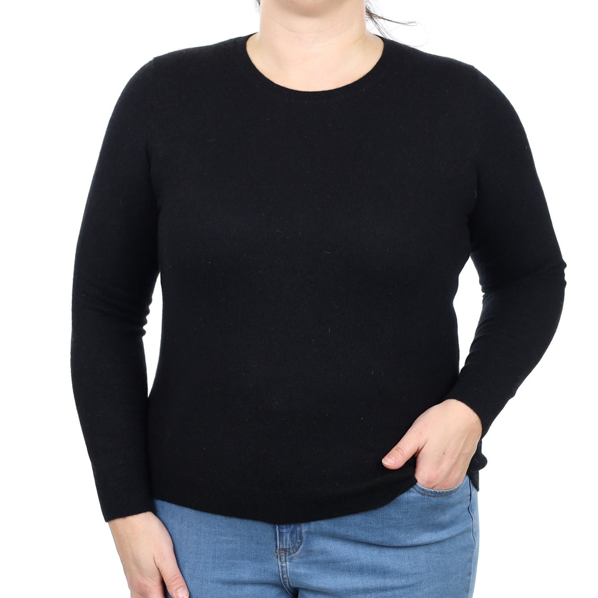 Black Cashmere Crew Neck Jumper Large
