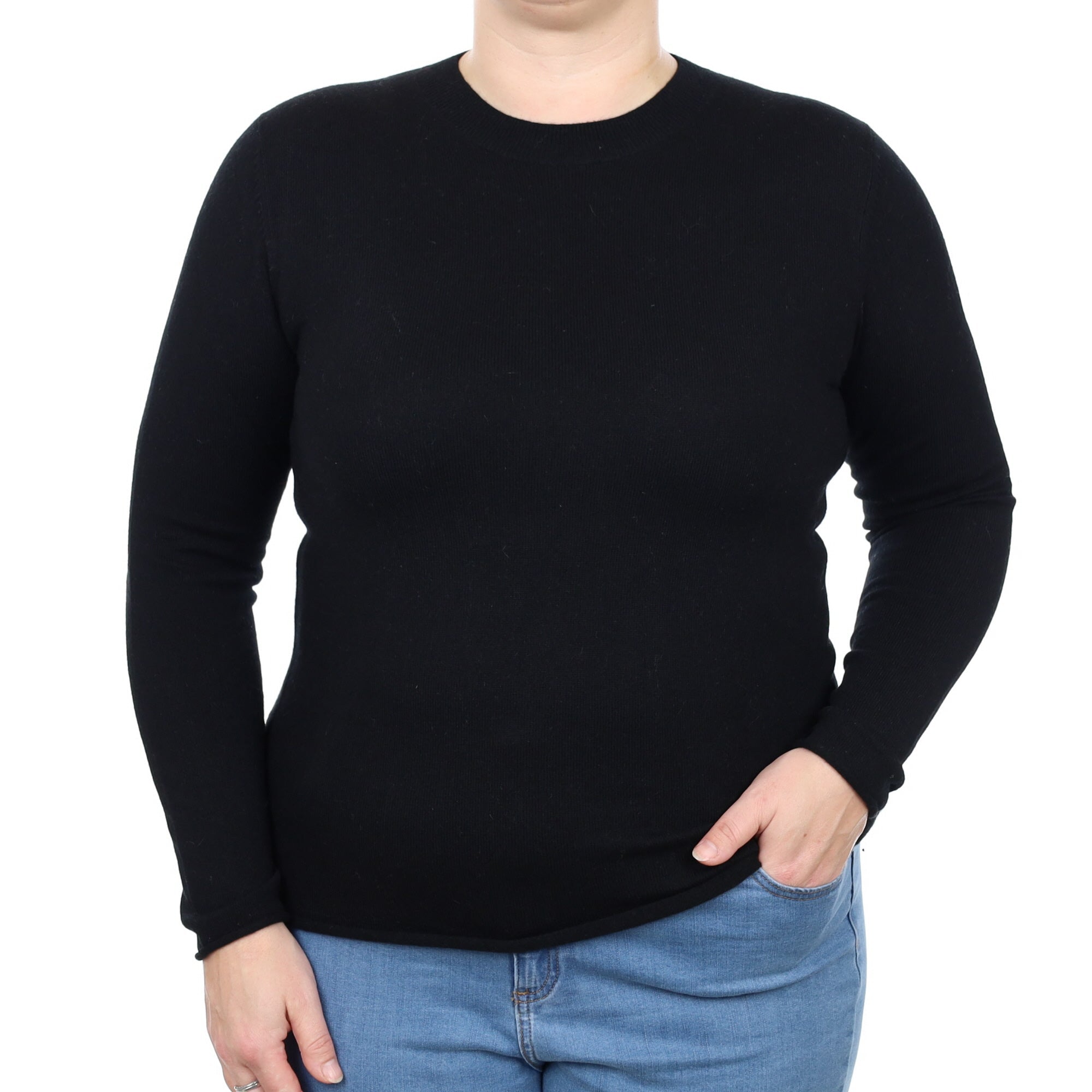Black Cashmere Crew Neck Jumper Large
