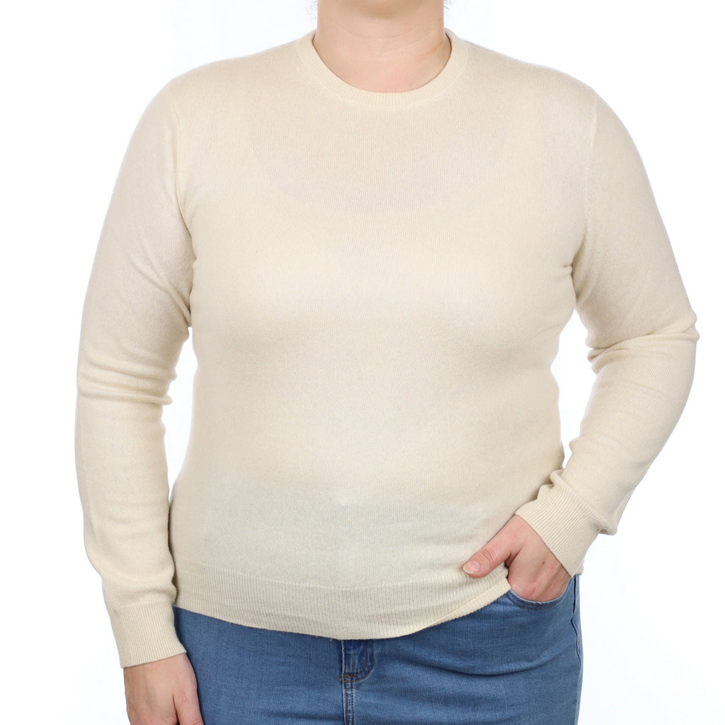 Vanilla Cream Cashmere Crew Neck Jumper Large