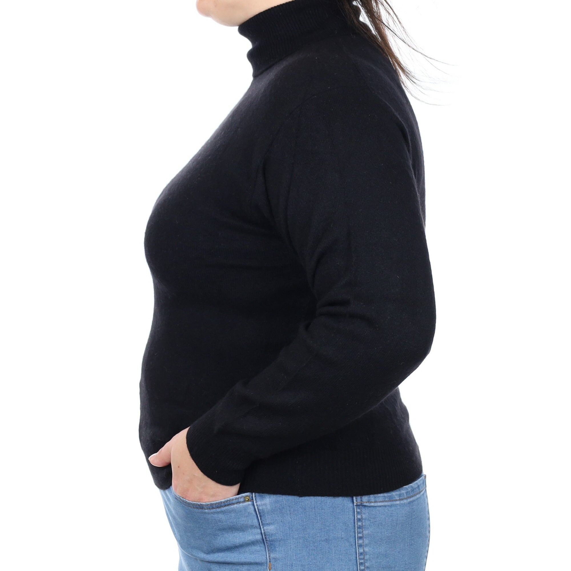 Black Cashmere Polo Neck Jumper Large