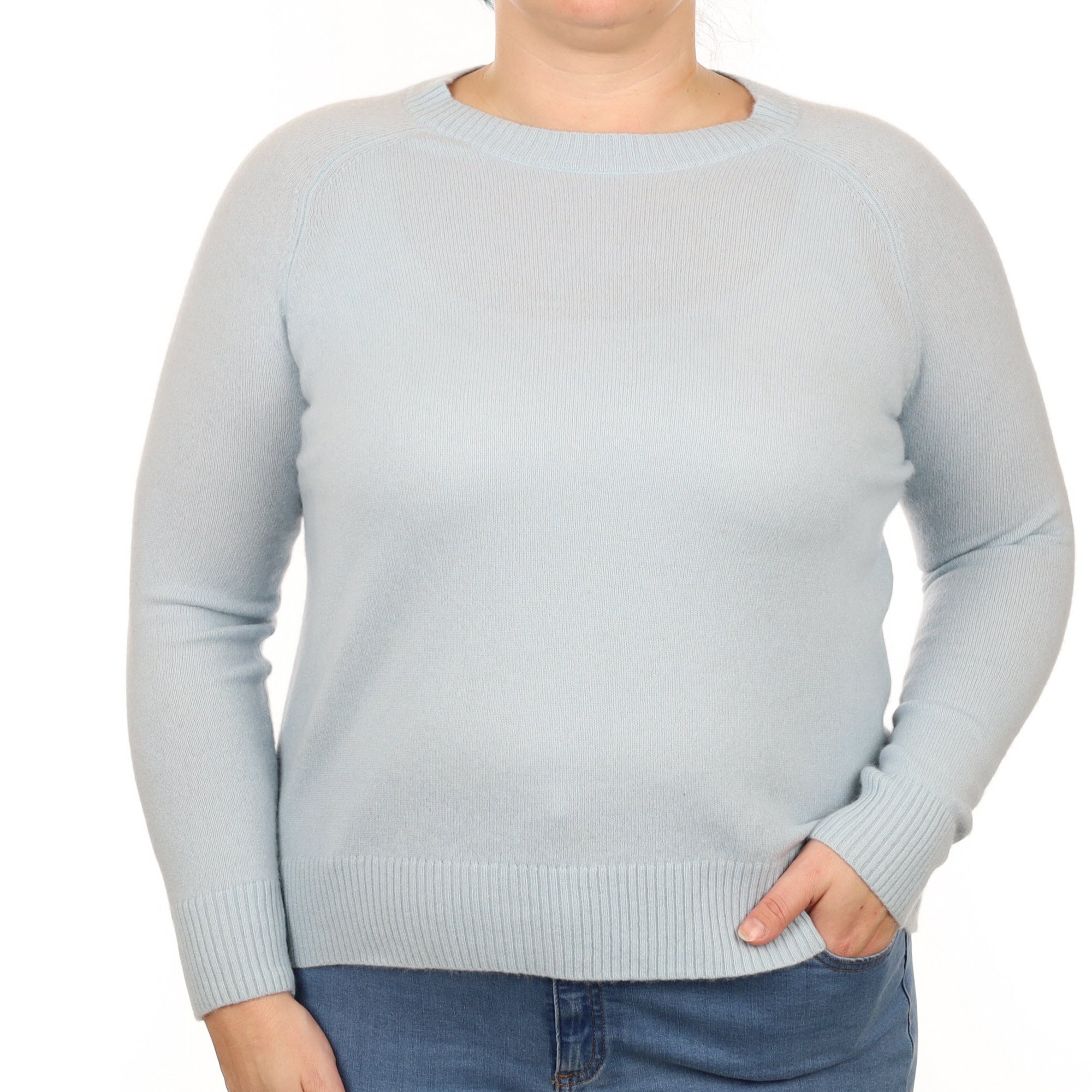 Opal Blue Cashmere Crew Neck Jumper Large