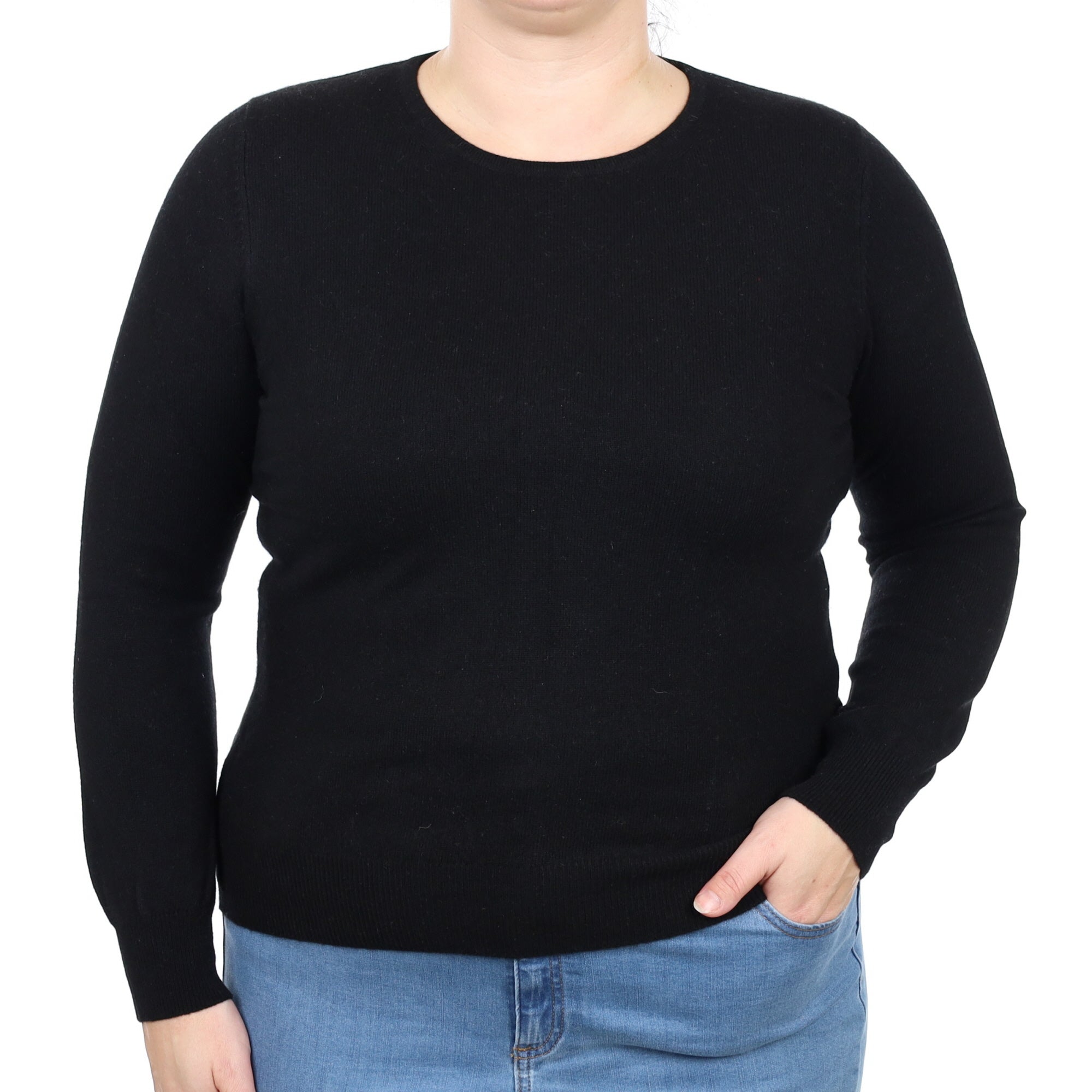 Black Cashmere Crew Neck Jumper Large