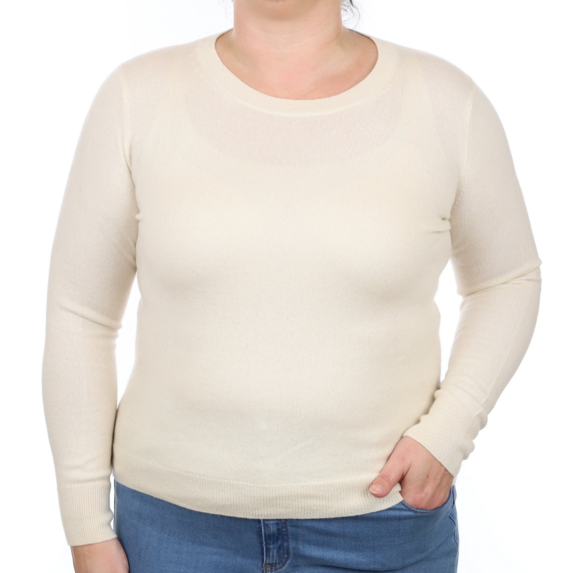 Vanilla Cream Cashmere Crew Neck Jumper Large