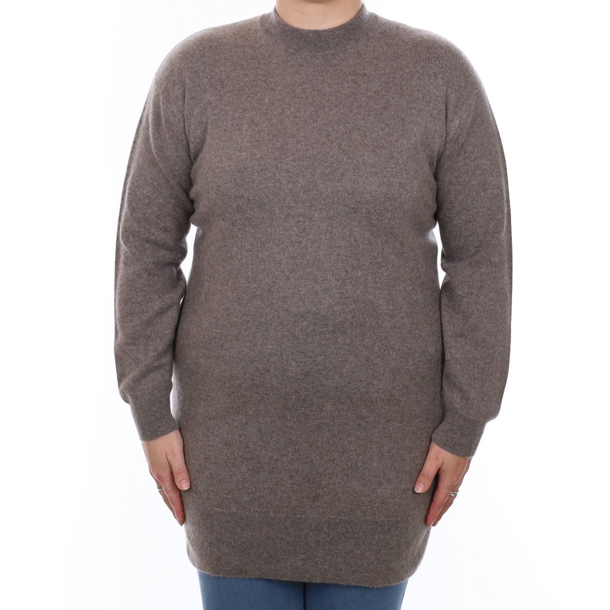 Mocha Brown Cashmere Longline Turtle Neck Tunic Large