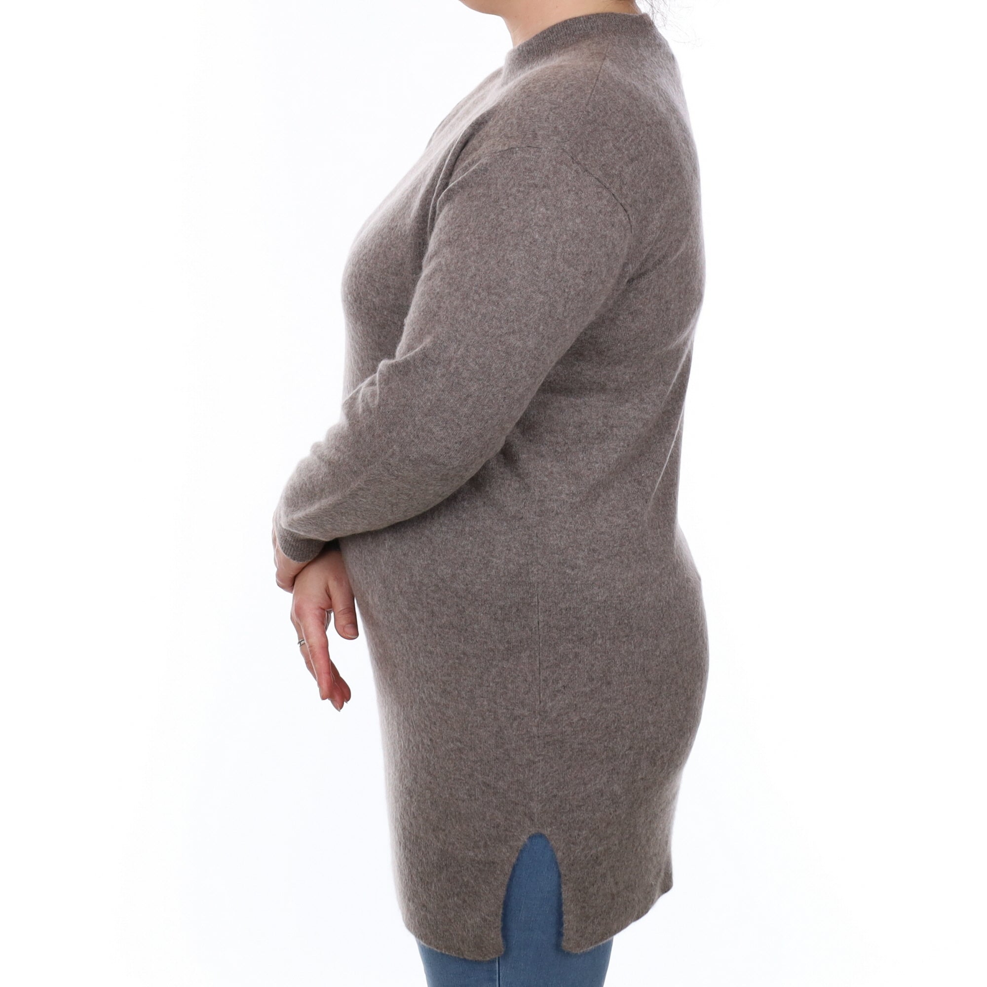 Mocha Brown Cashmere Longline Turtle Neck Tunic Large