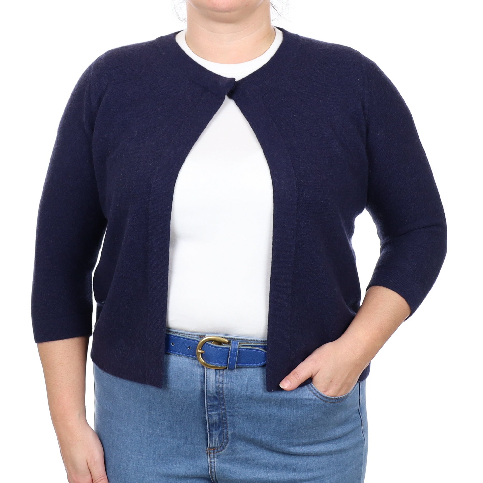 Navy Blue Cashmere Swing Style Cardigan Large