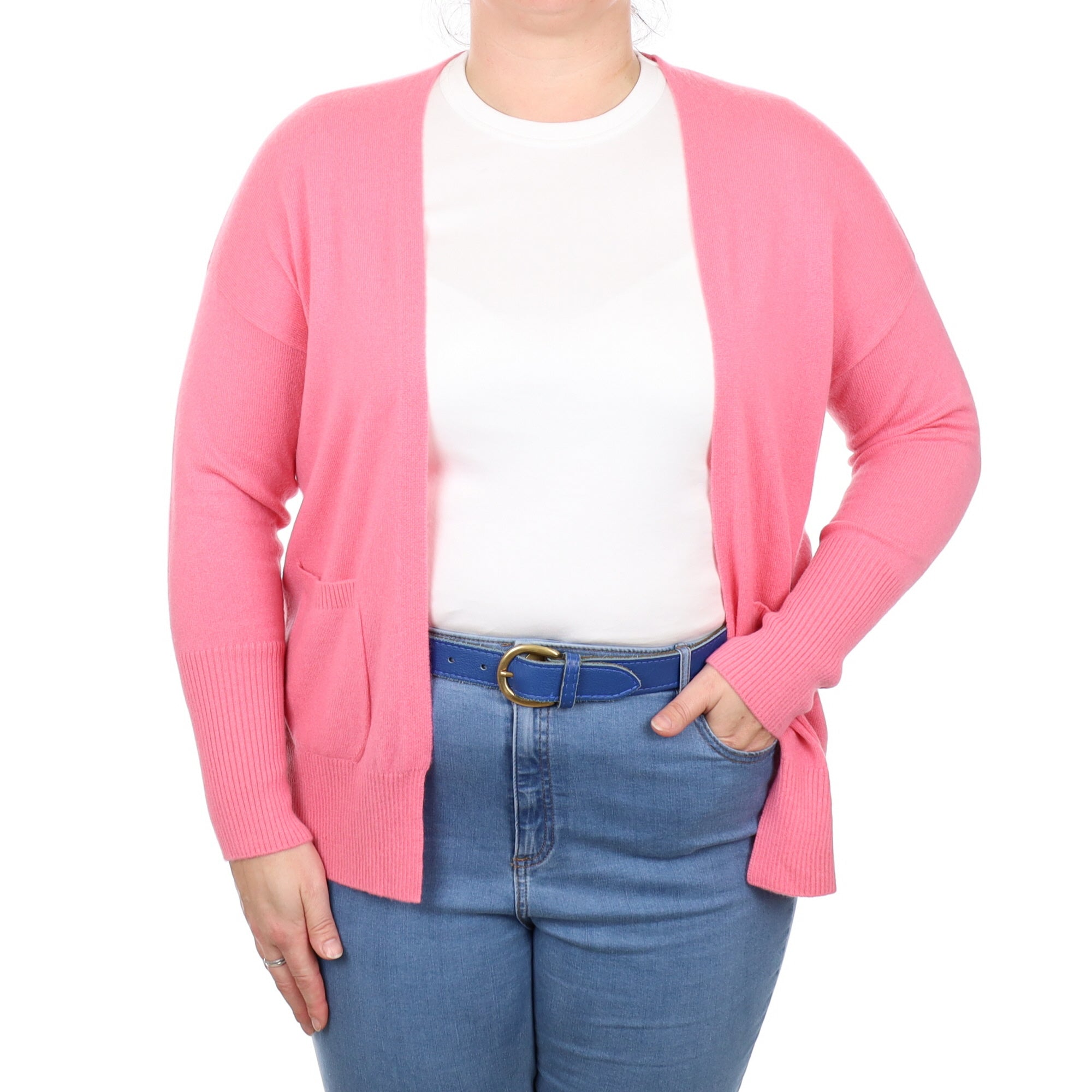 Bubble Gum Pink Cashmere Edge to Edge Cardigan Large
