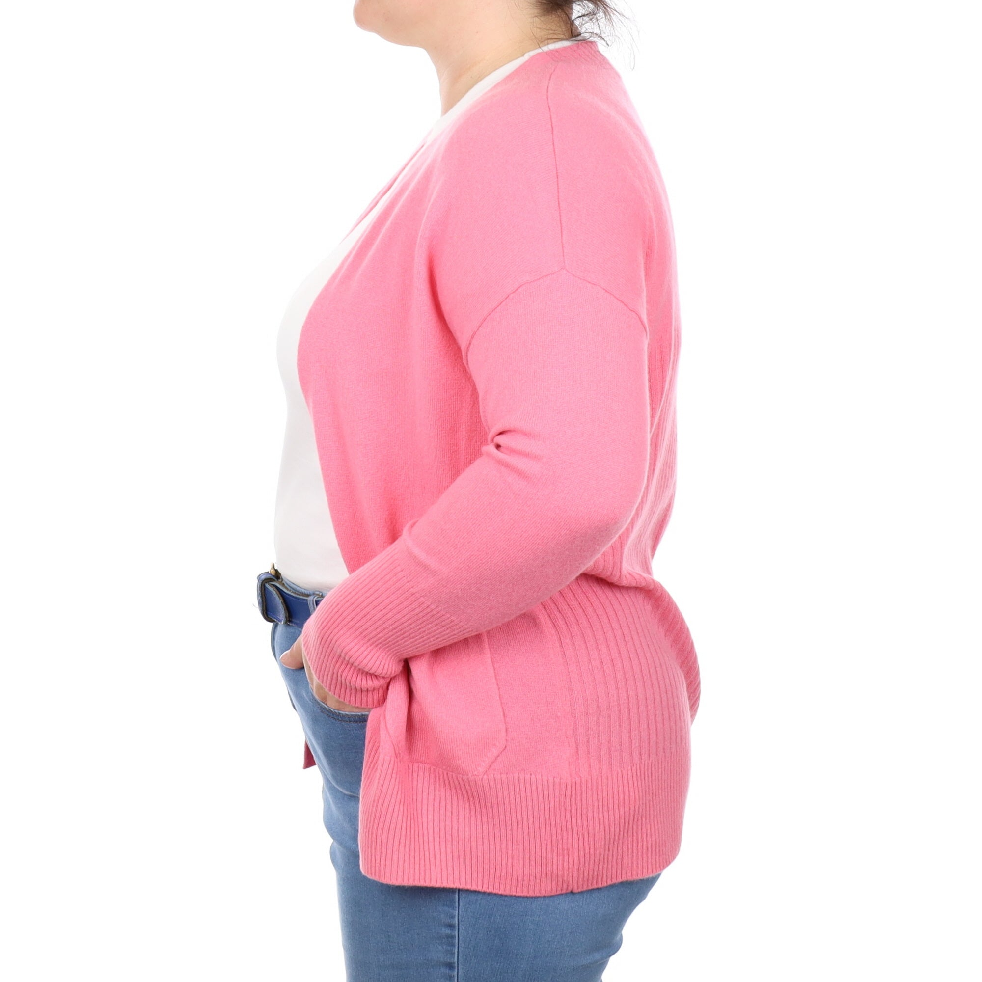 Bubble Gum Pink Cashmere Edge to Edge Cardigan Large
