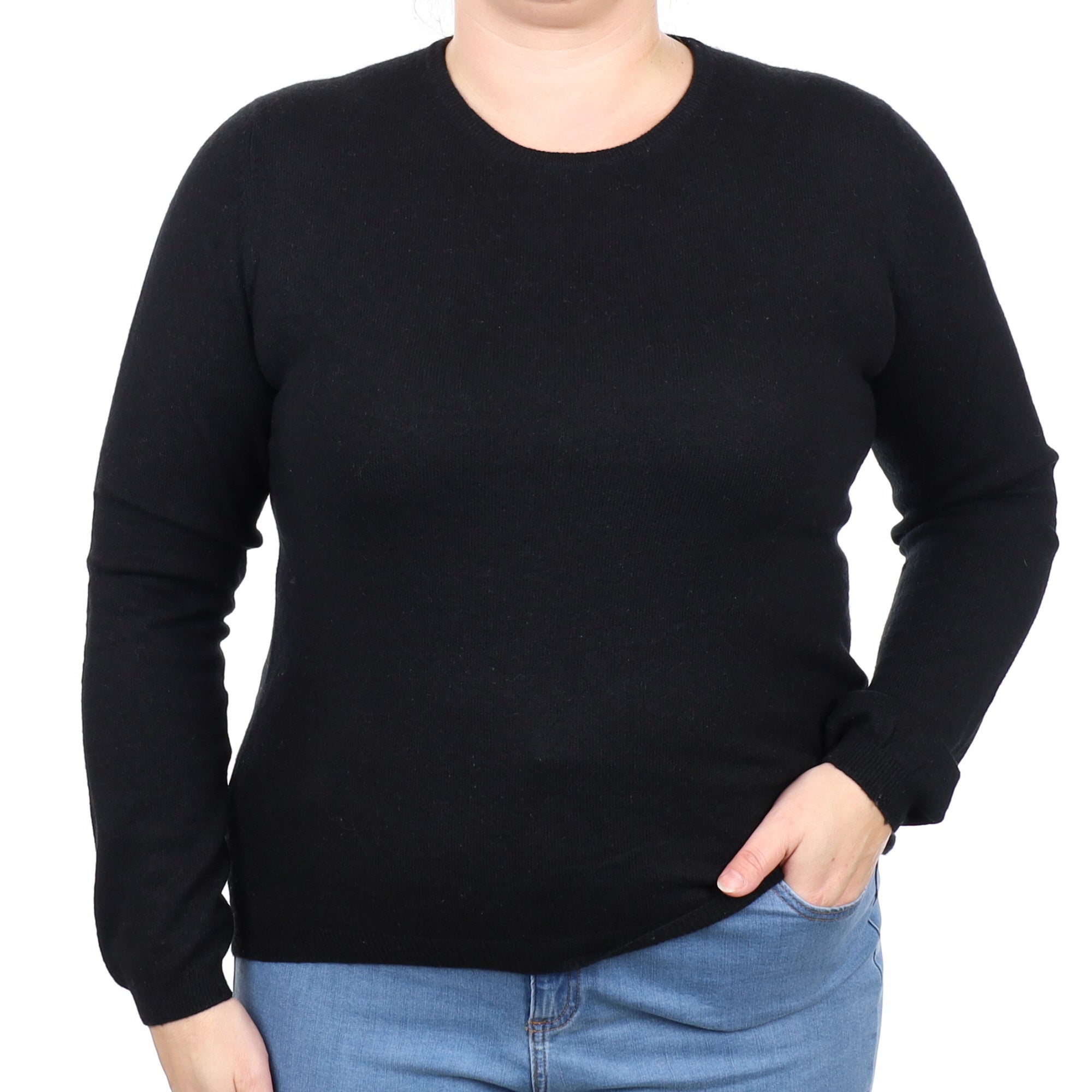 Black Cashmere Crew Neck Jumper Large