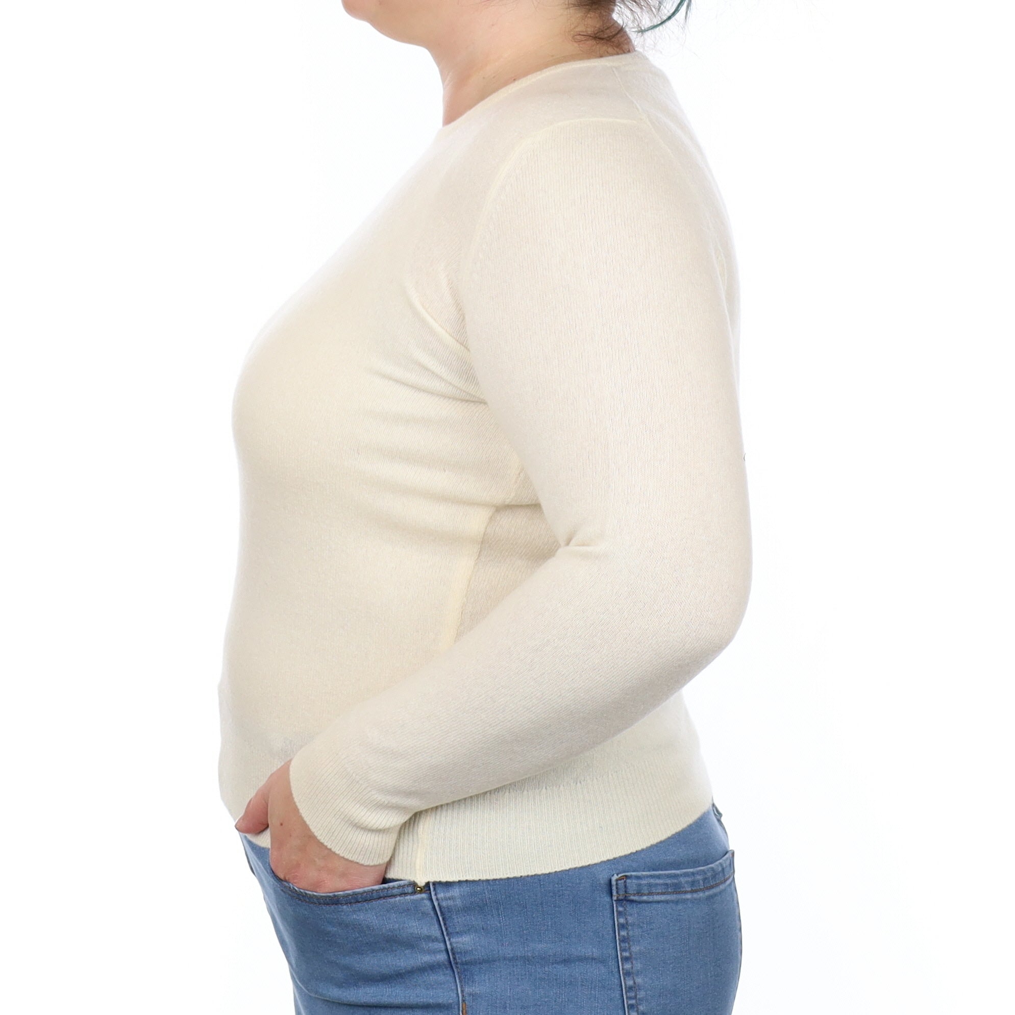Vanilla Cream Cashmere Crew Neck Jumper Large