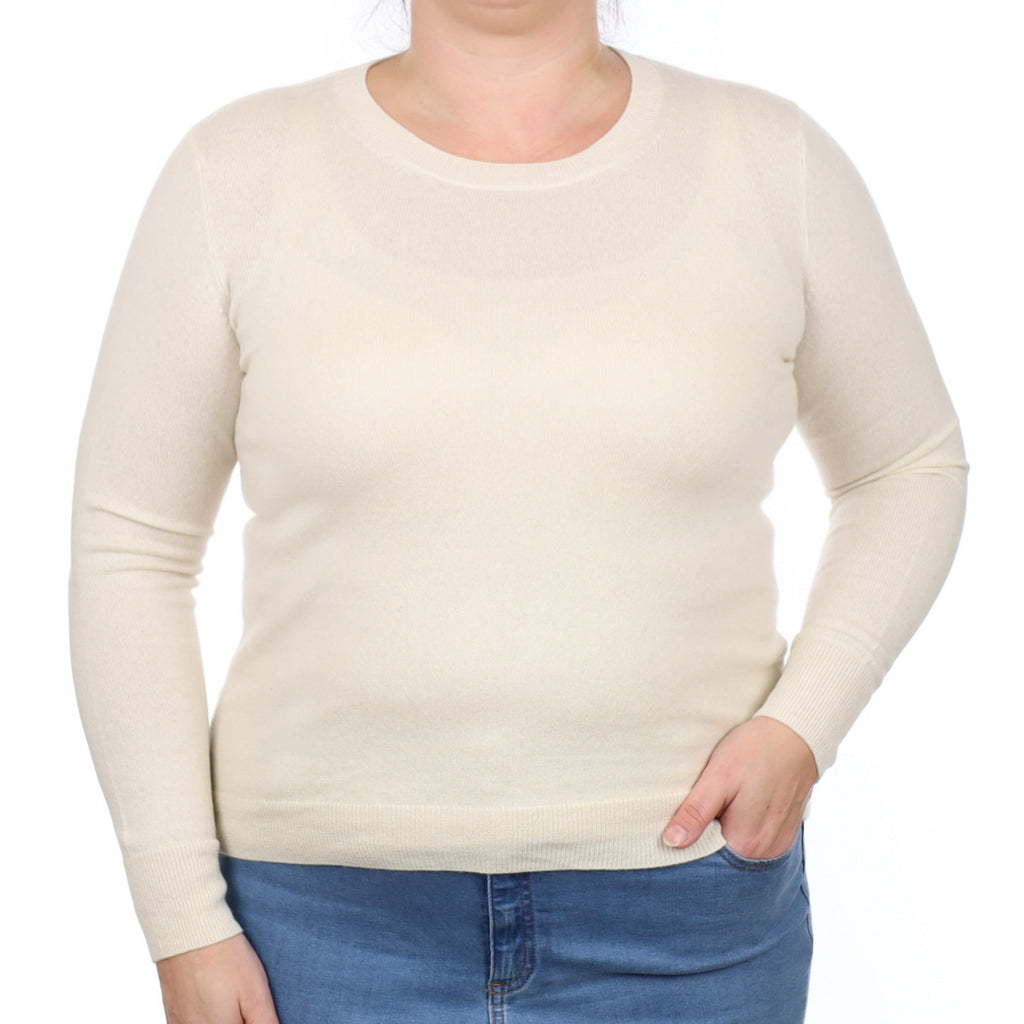 Vanilla Cream Cashmere Crew Neck Jumper Large