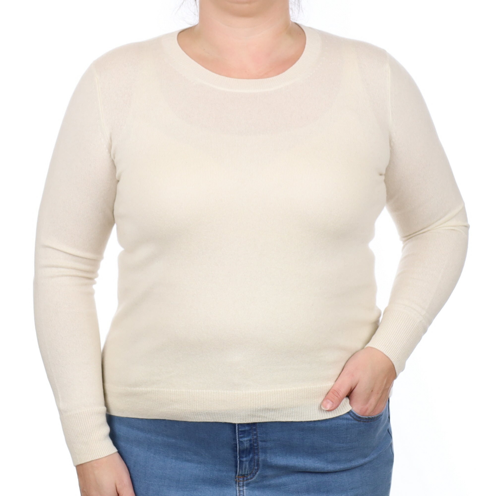 Vanilla Cream Cashmere Crew Neck Jumper Large