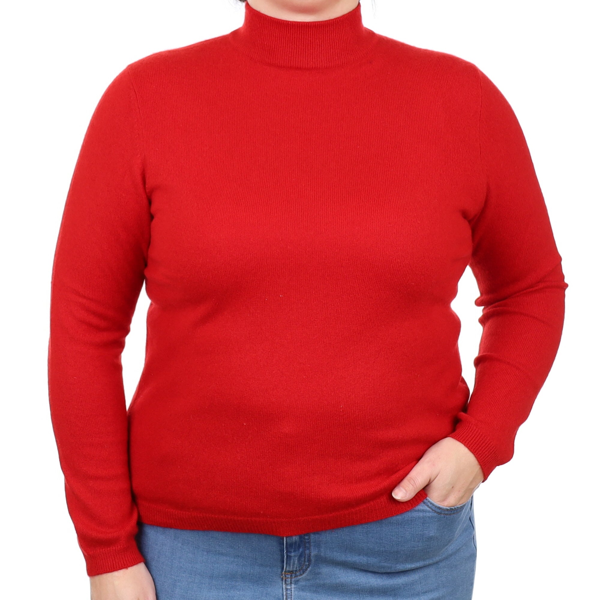 Post Box Red Cashmere Turtle Neck Jumper Large