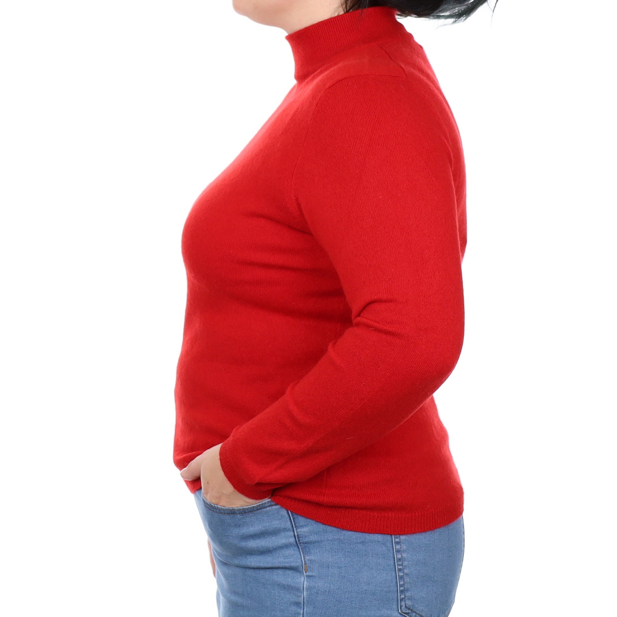 Post Box Red Cashmere Turtle Neck Jumper Large