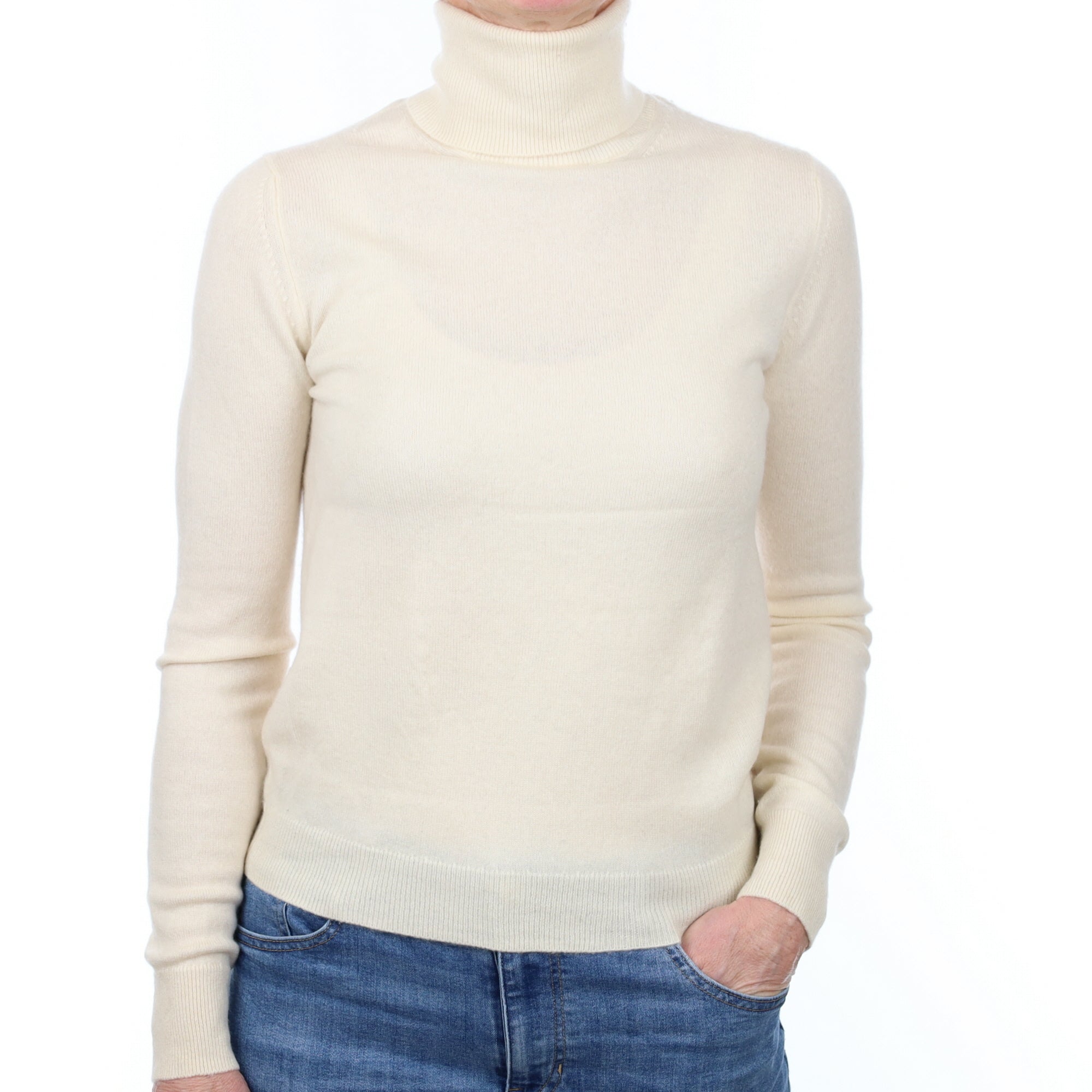 Cream Cashmere Polo Neck Jumper Small