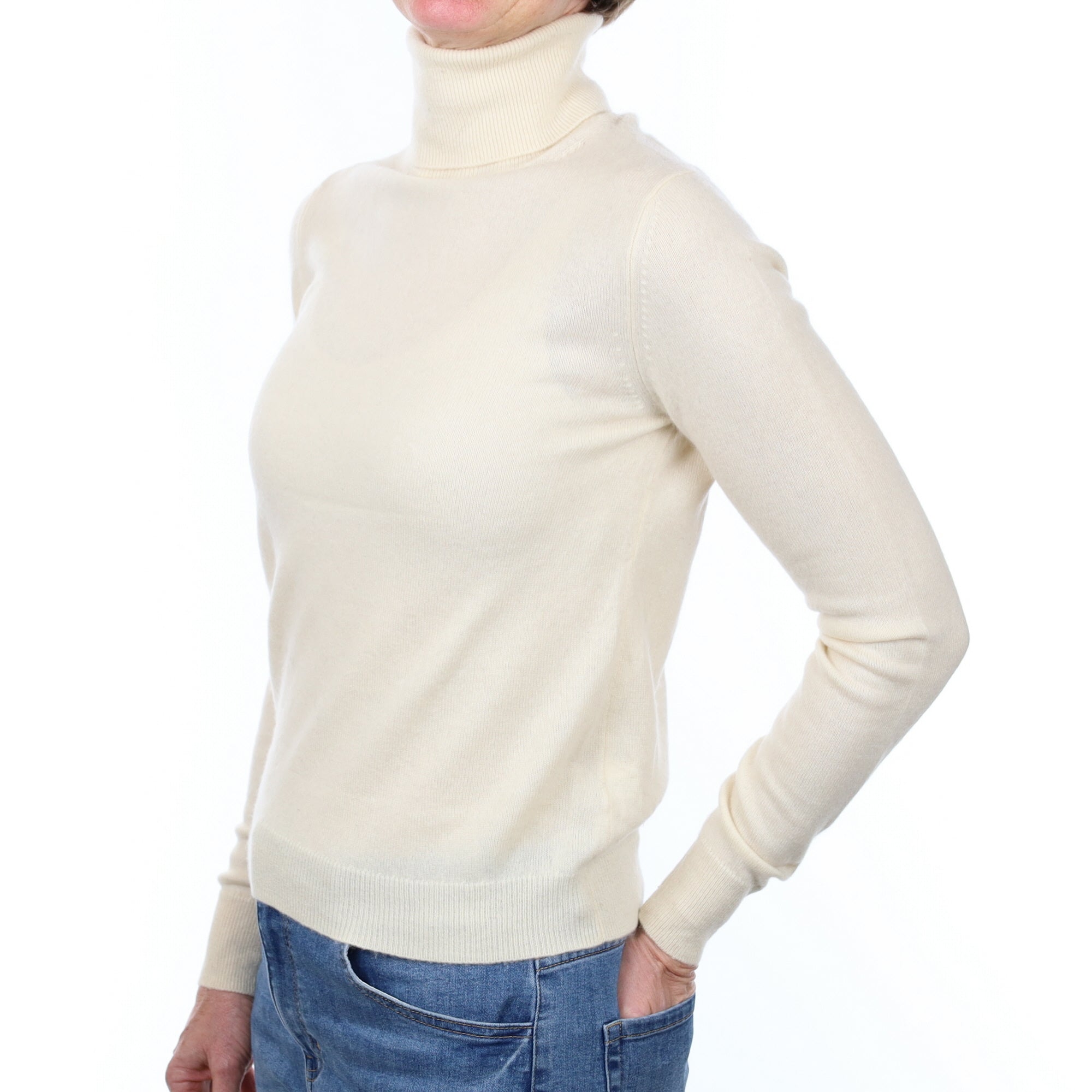Cream Cashmere Polo Neck Jumper Small